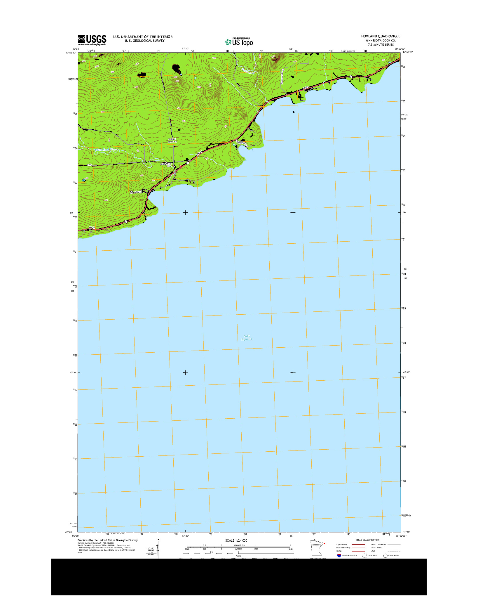 USGS US TOPO 7.5-MINUTE MAP FOR HOVLAND, MN 2013