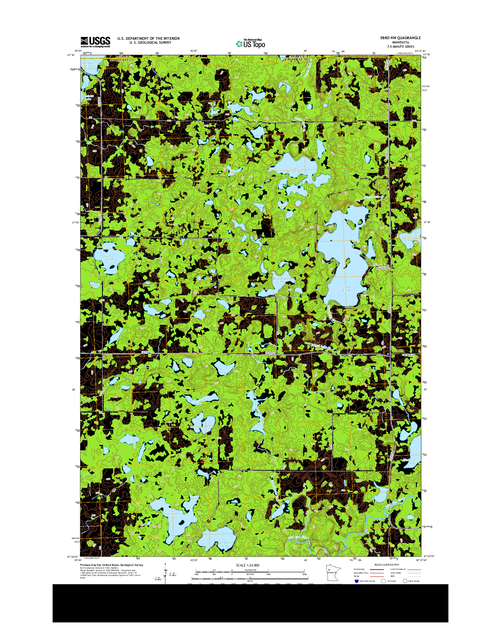 USGS US TOPO 7.5-MINUTE MAP FOR EBRO NW, MN 2013