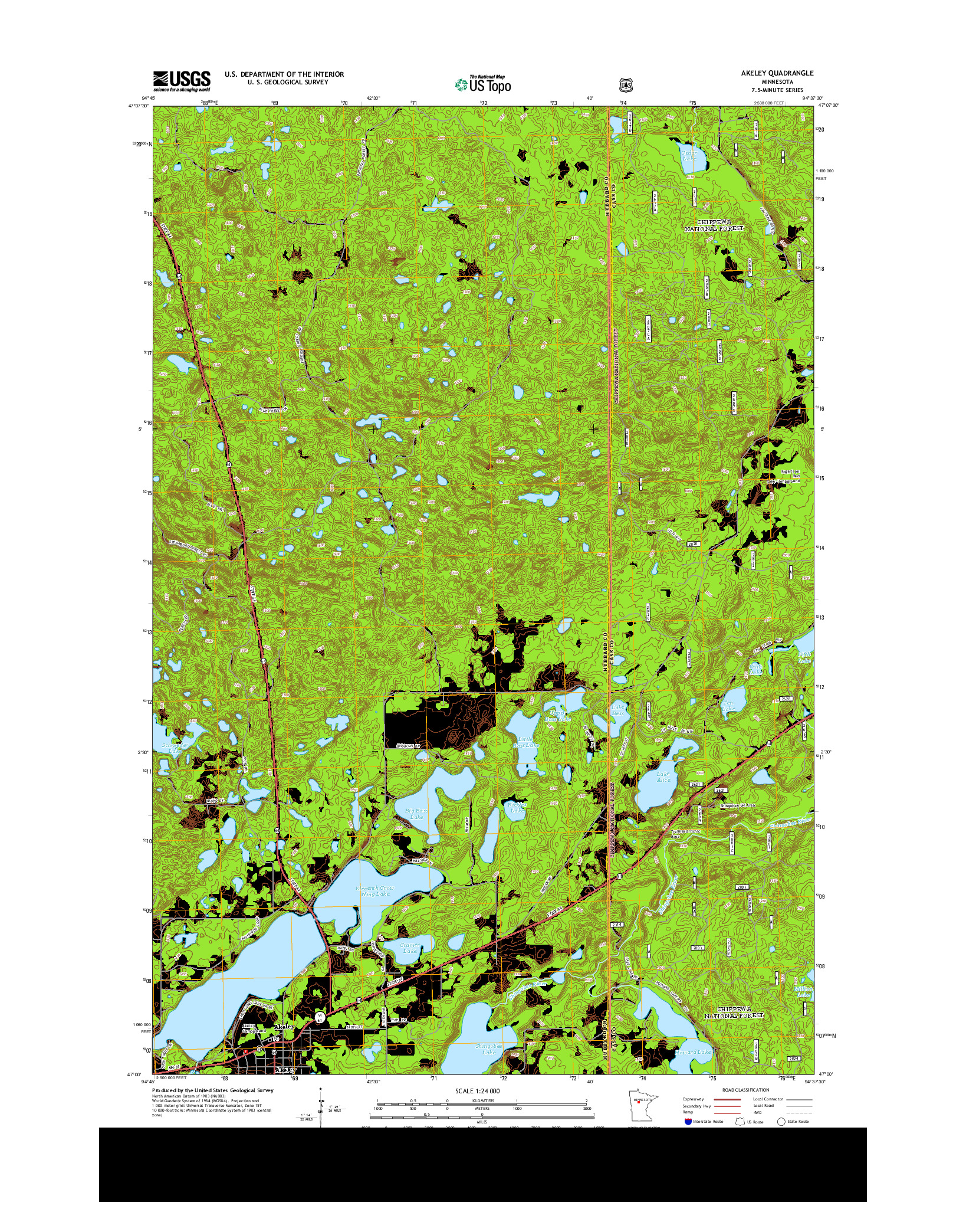 USGS US TOPO 7.5-MINUTE MAP FOR AKELEY, MN 2013