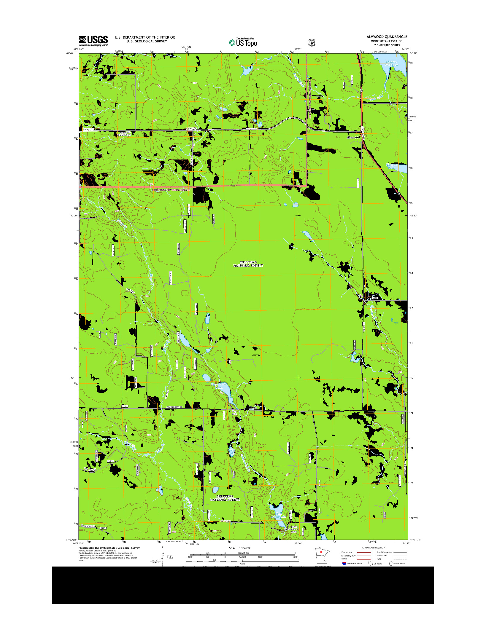 USGS US TOPO 7.5-MINUTE MAP FOR ALVWOOD, MN 2013
