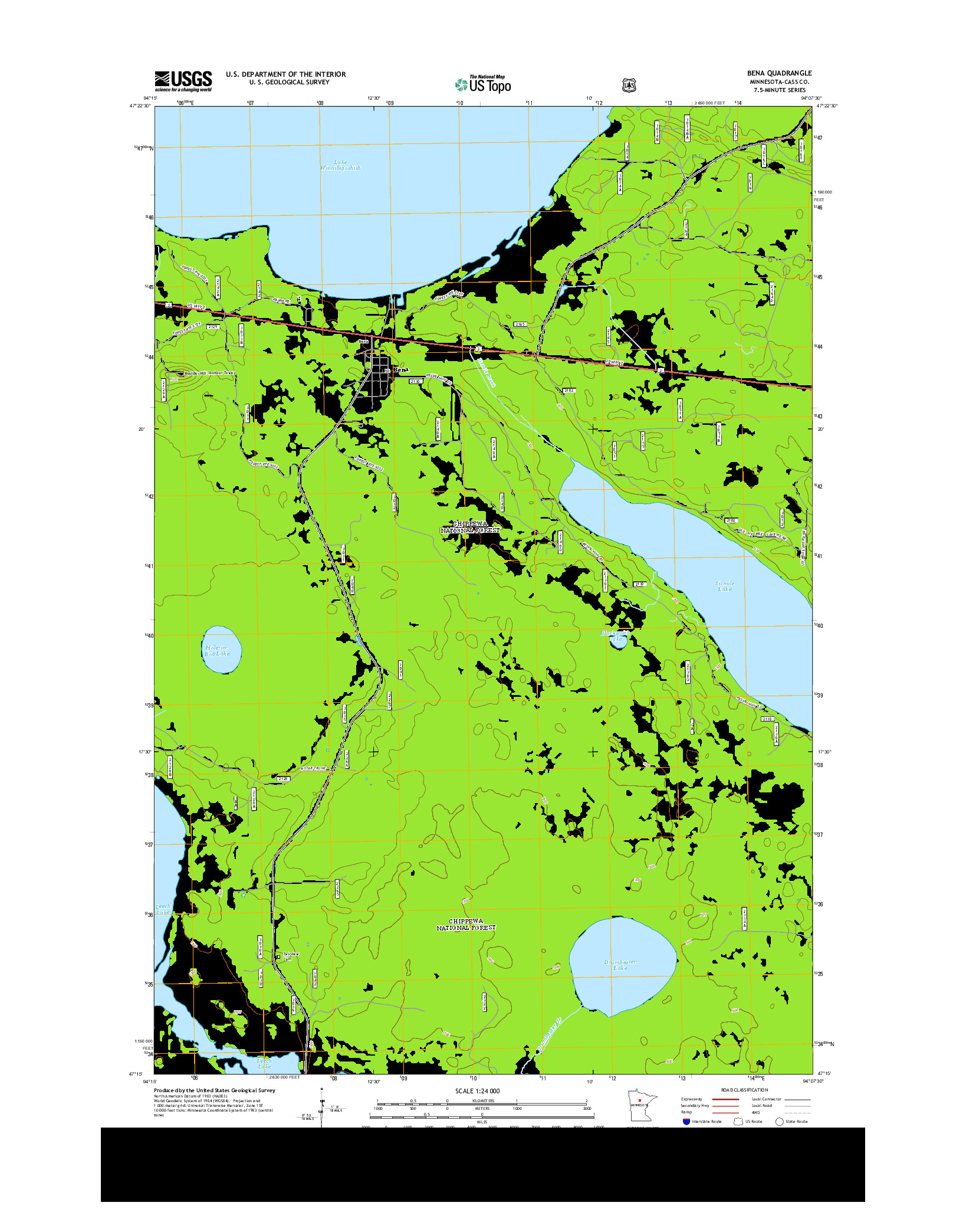 USGS US TOPO 7.5-MINUTE MAP FOR BENA, MN 2013