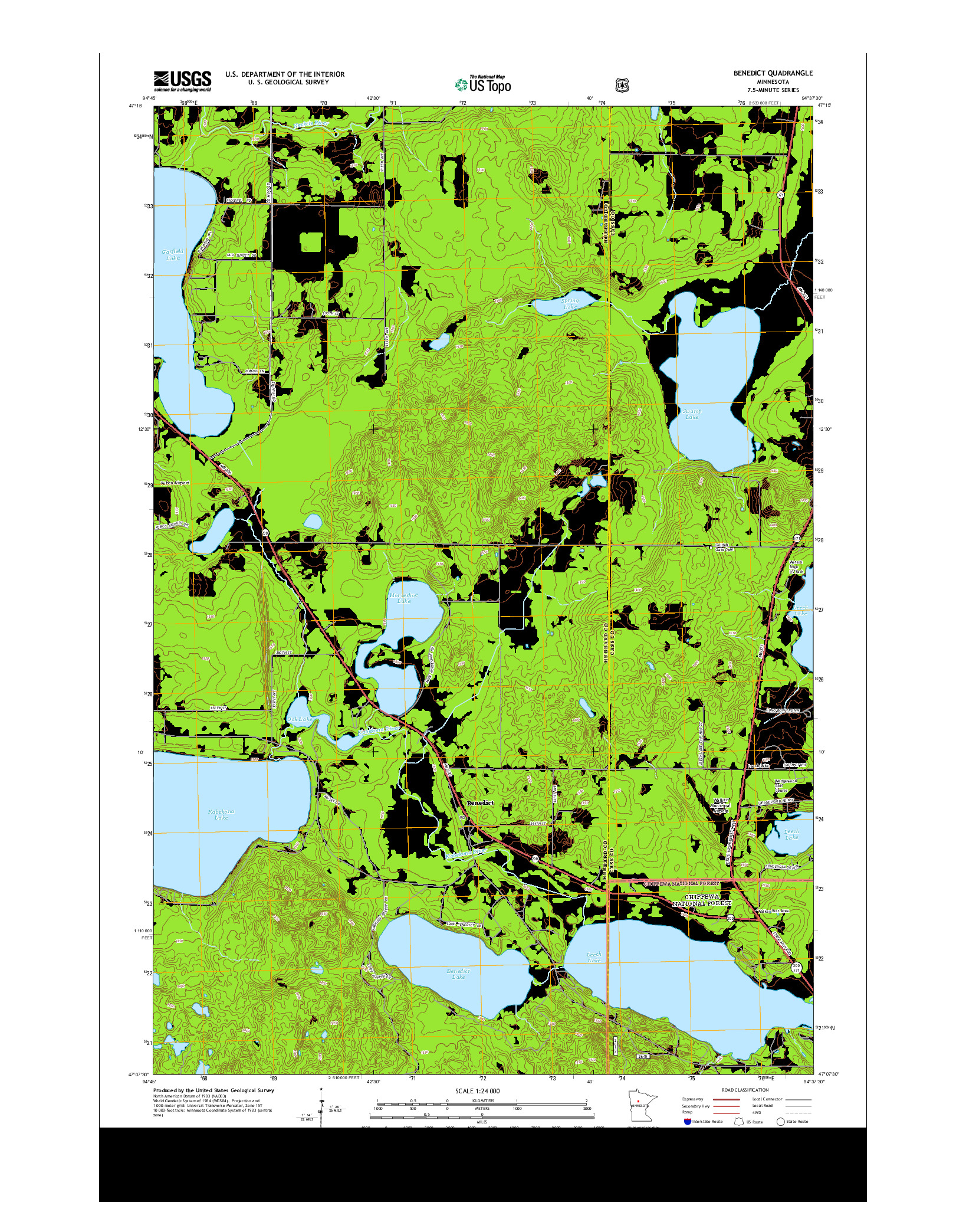 USGS US TOPO 7.5-MINUTE MAP FOR BENEDICT, MN 2013