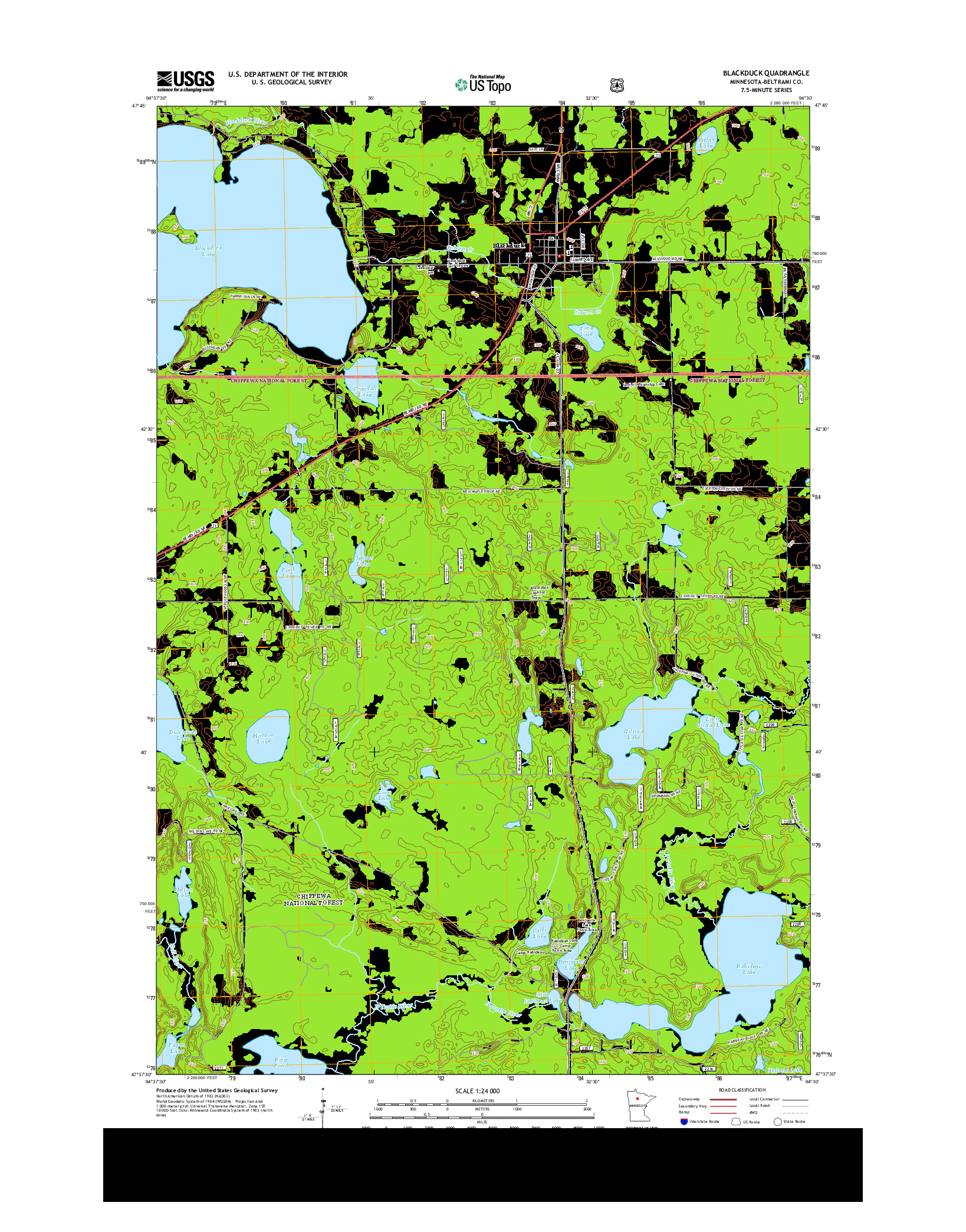 USGS US TOPO 7.5-MINUTE MAP FOR BLACKDUCK, MN 2013
