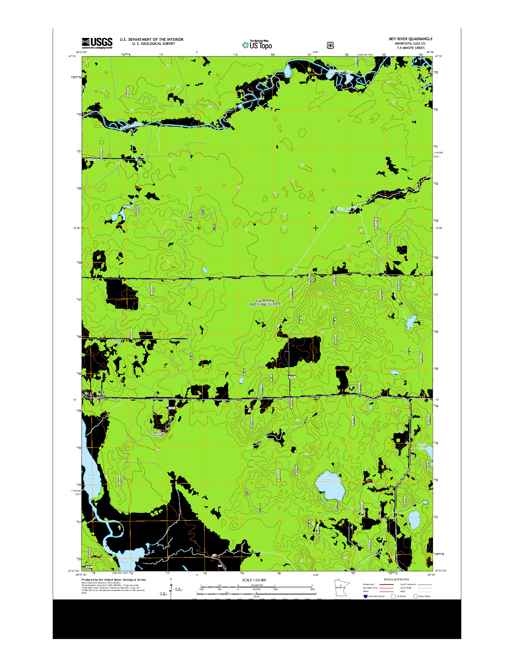 USGS US TOPO 7.5-MINUTE MAP FOR BOY RIVER, MN 2013