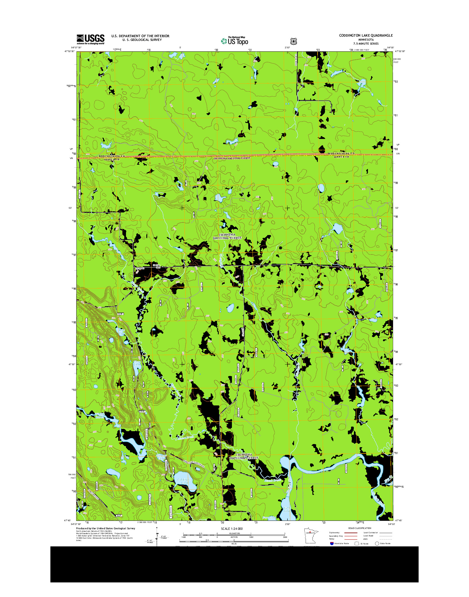 USGS US TOPO 7.5-MINUTE MAP FOR CODDINGTON LAKE, MN 2013