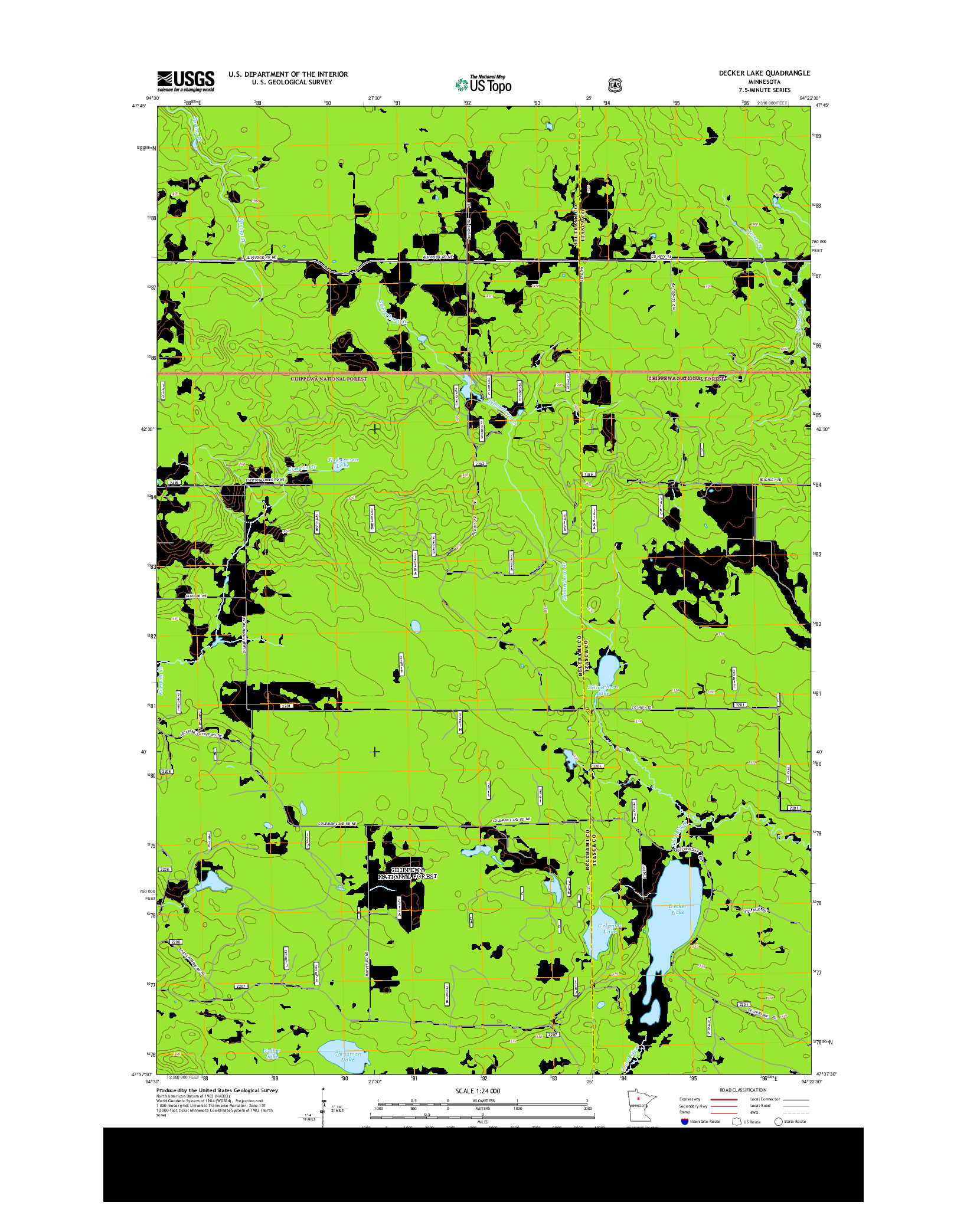 USGS US TOPO 7.5-MINUTE MAP FOR DECKER LAKE, MN 2013