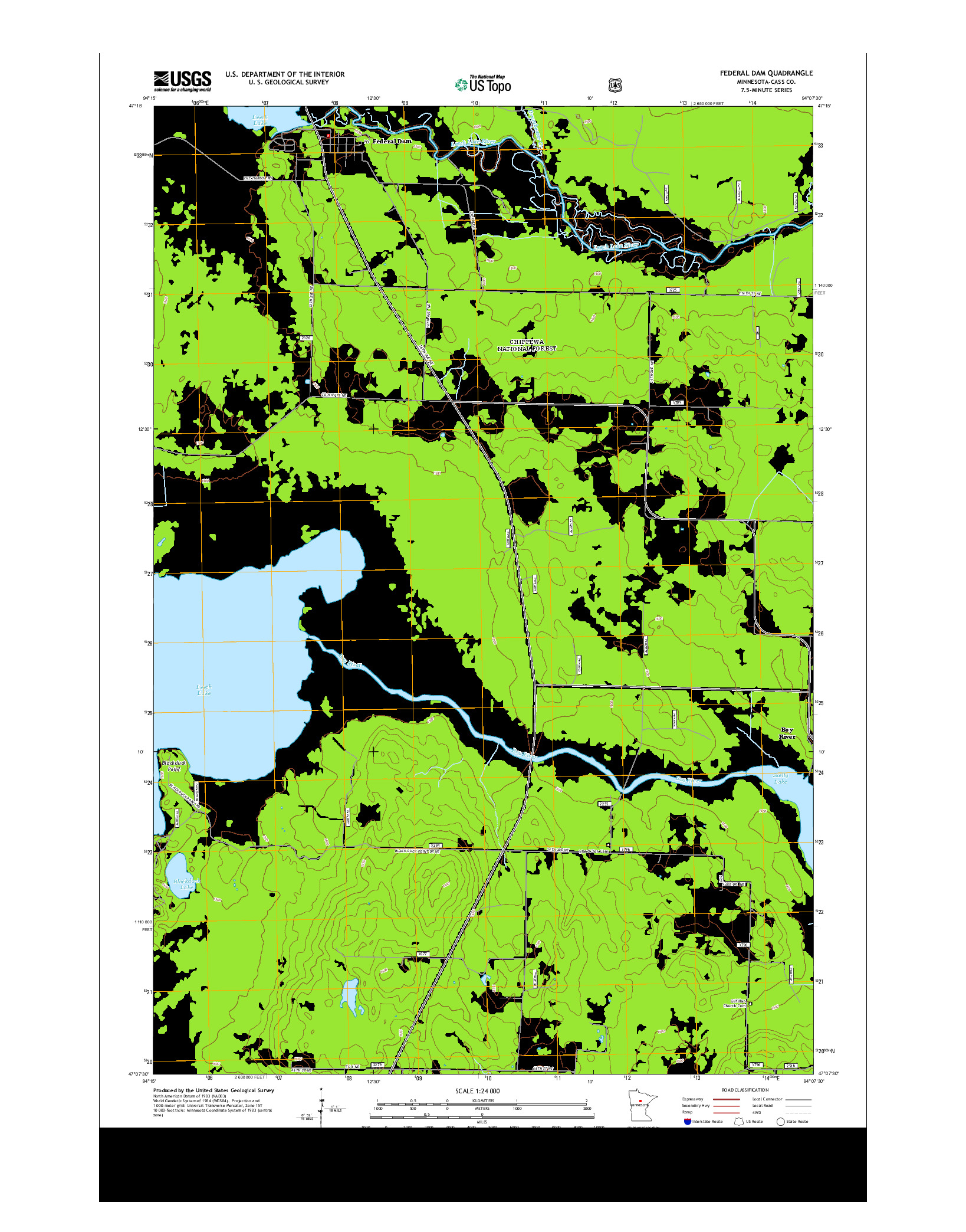 USGS US TOPO 7.5-MINUTE MAP FOR FEDERAL DAM, MN 2013