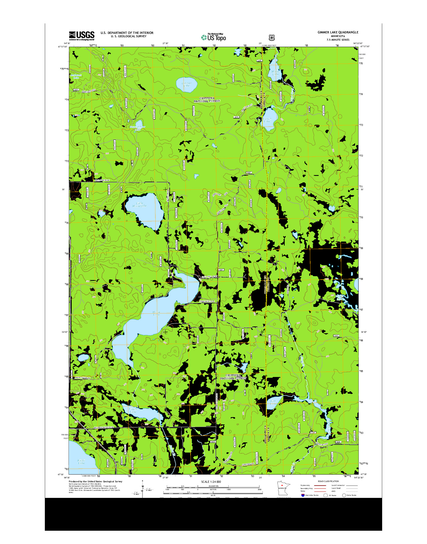 USGS US TOPO 7.5-MINUTE MAP FOR GIMMER LAKE, MN 2013
