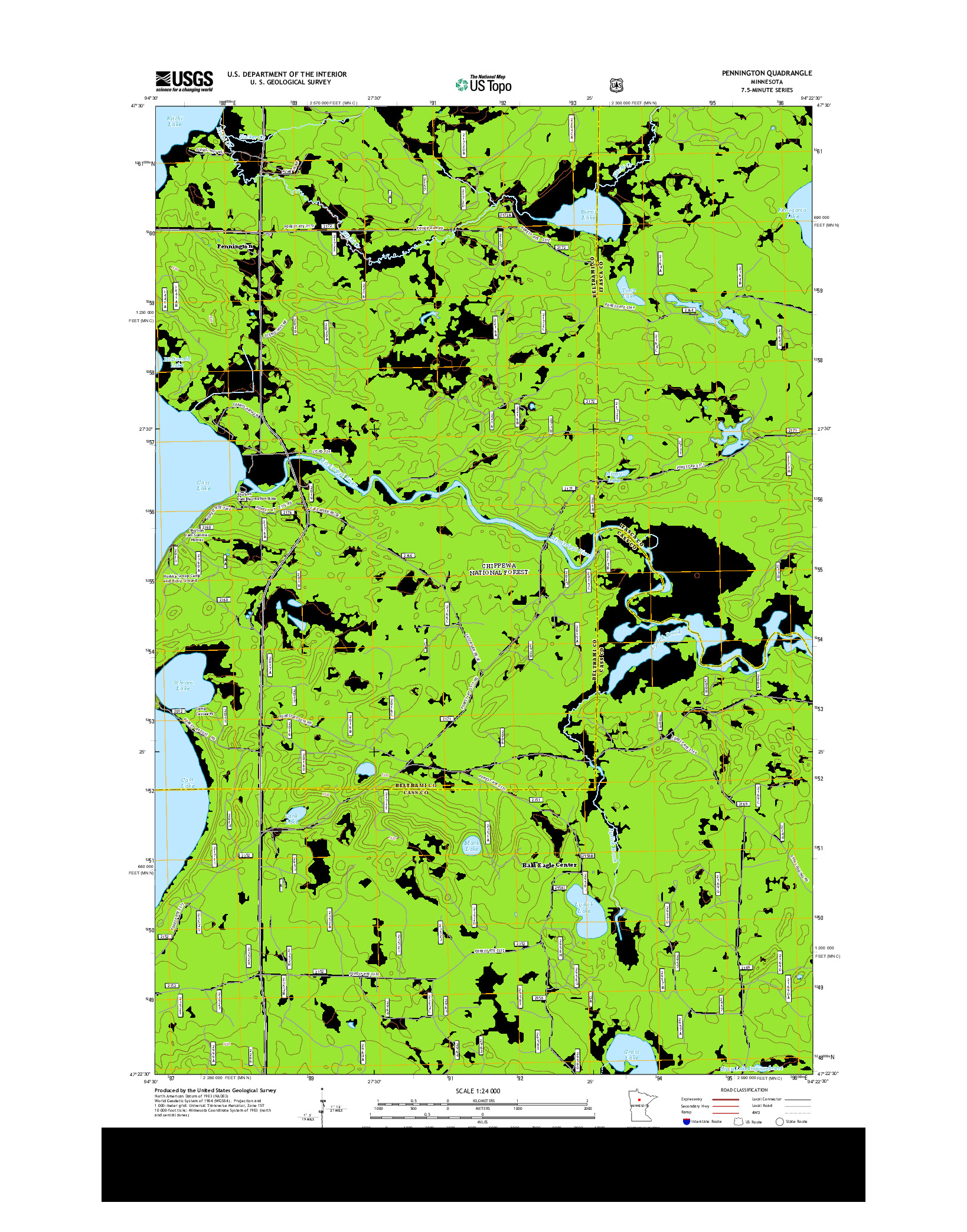 USGS US TOPO 7.5-MINUTE MAP FOR PENNINGTON, MN 2013