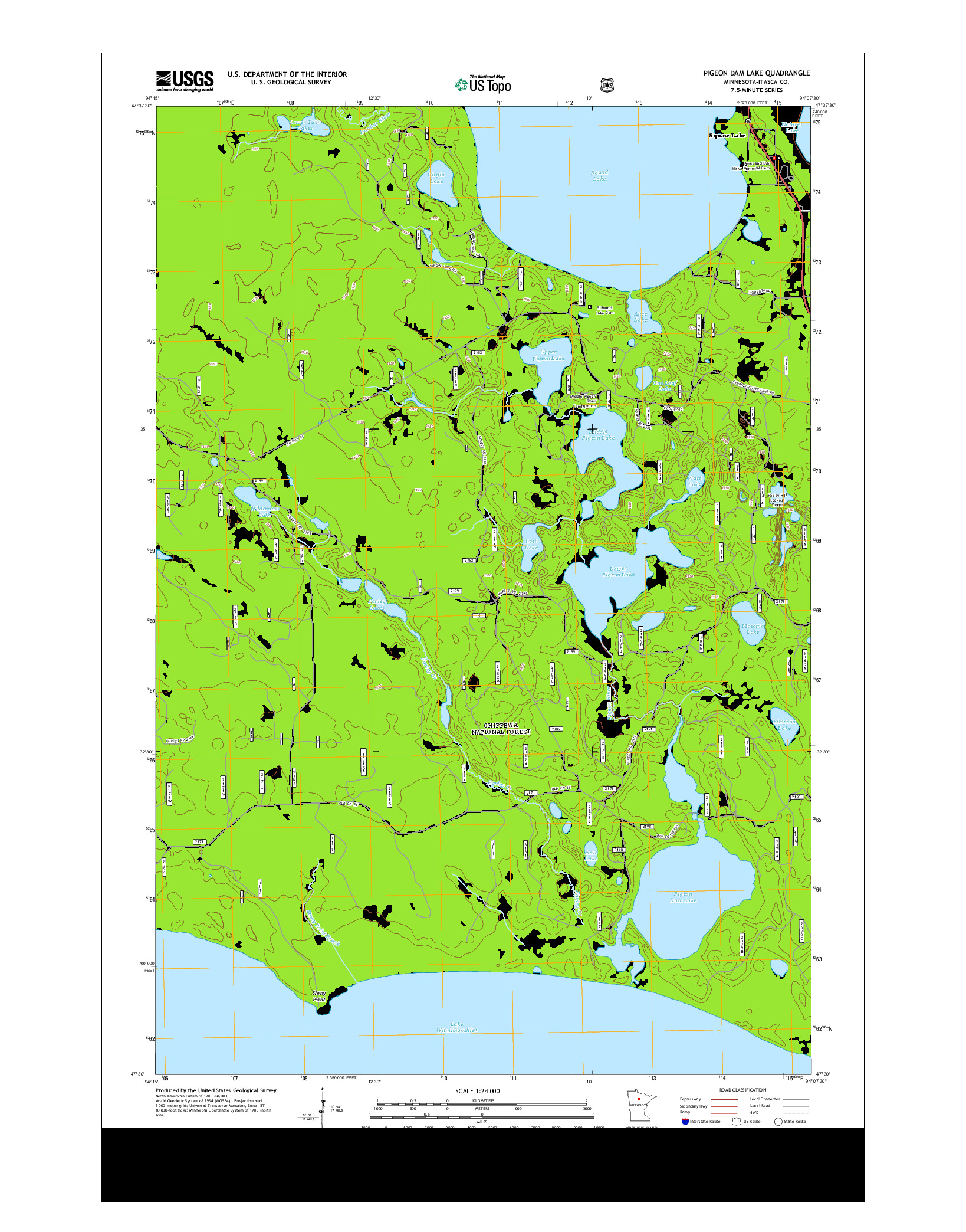 USGS US TOPO 7.5-MINUTE MAP FOR PIGEON DAM LAKE, MN 2013