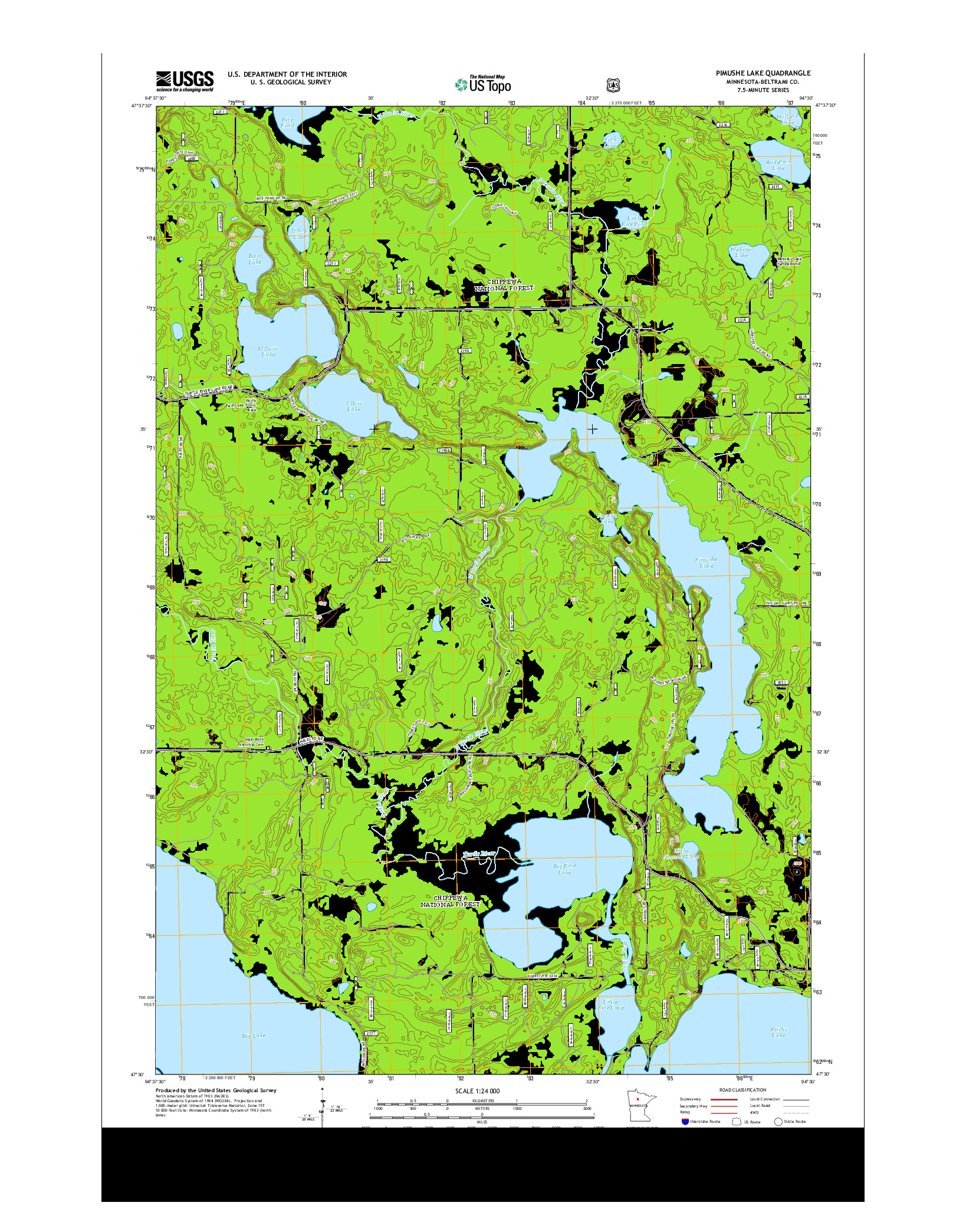 USGS US TOPO 7.5-MINUTE MAP FOR PIMUSHE LAKE, MN 2013