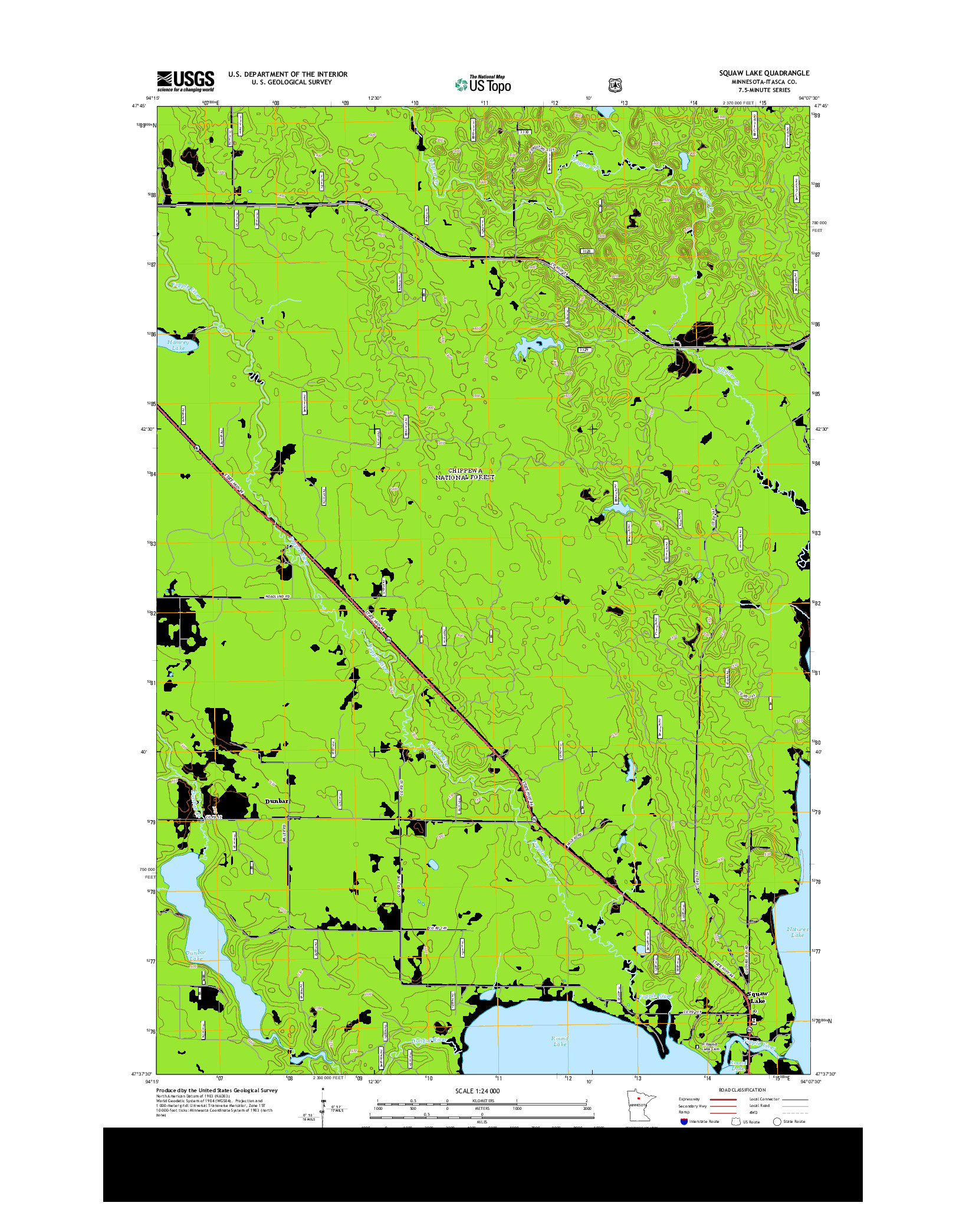 USGS US TOPO 7.5-MINUTE MAP FOR SQUAW LAKE, MN 2013