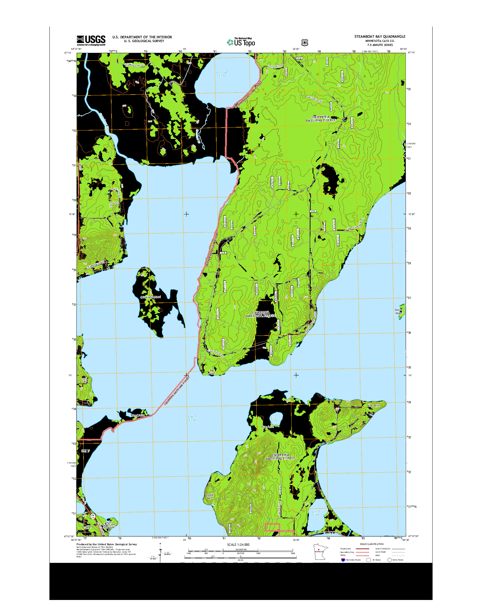 USGS US TOPO 7.5-MINUTE MAP FOR STEAMBOAT BAY, MN 2013