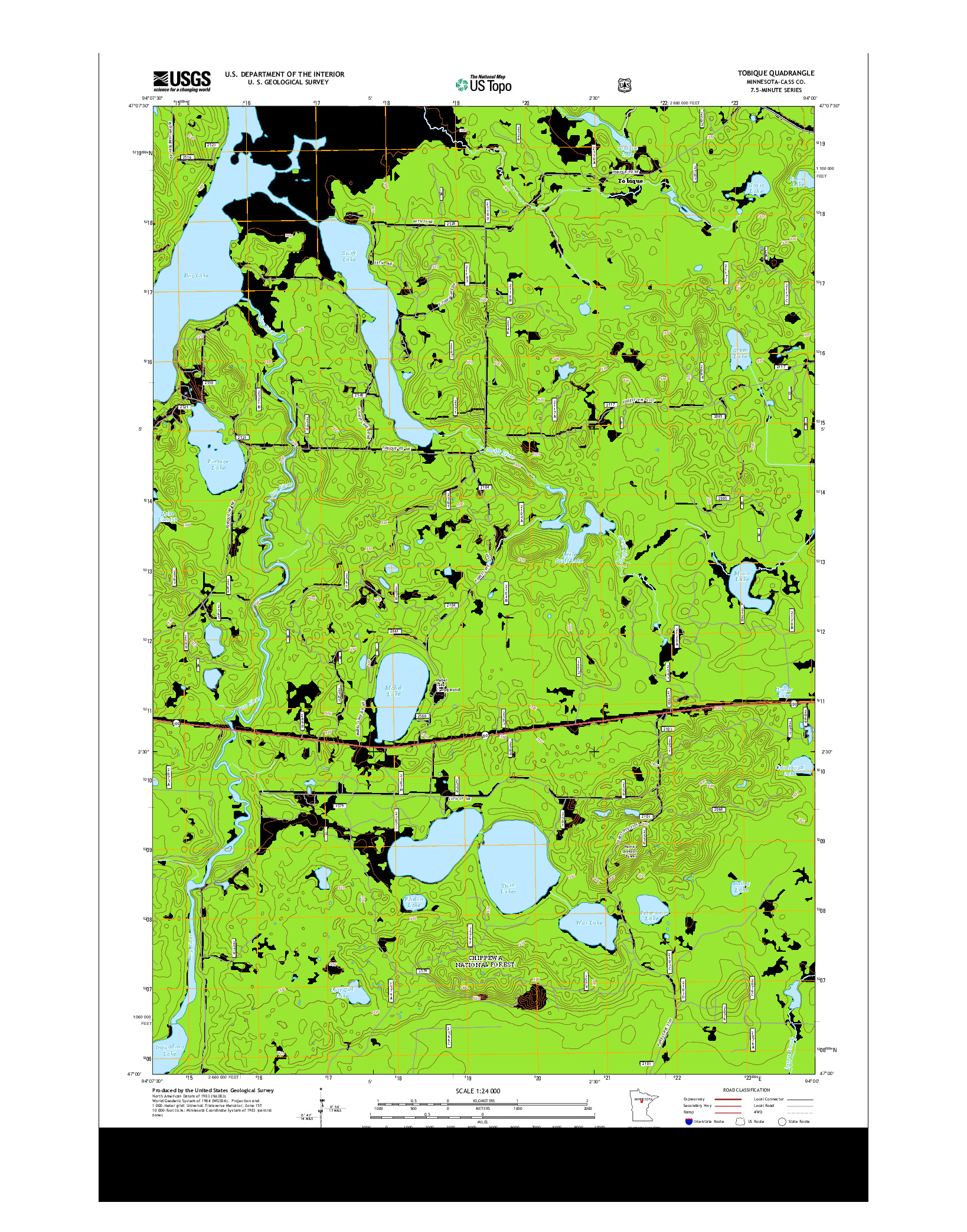 USGS US TOPO 7.5-MINUTE MAP FOR TOBIQUE, MN 2013