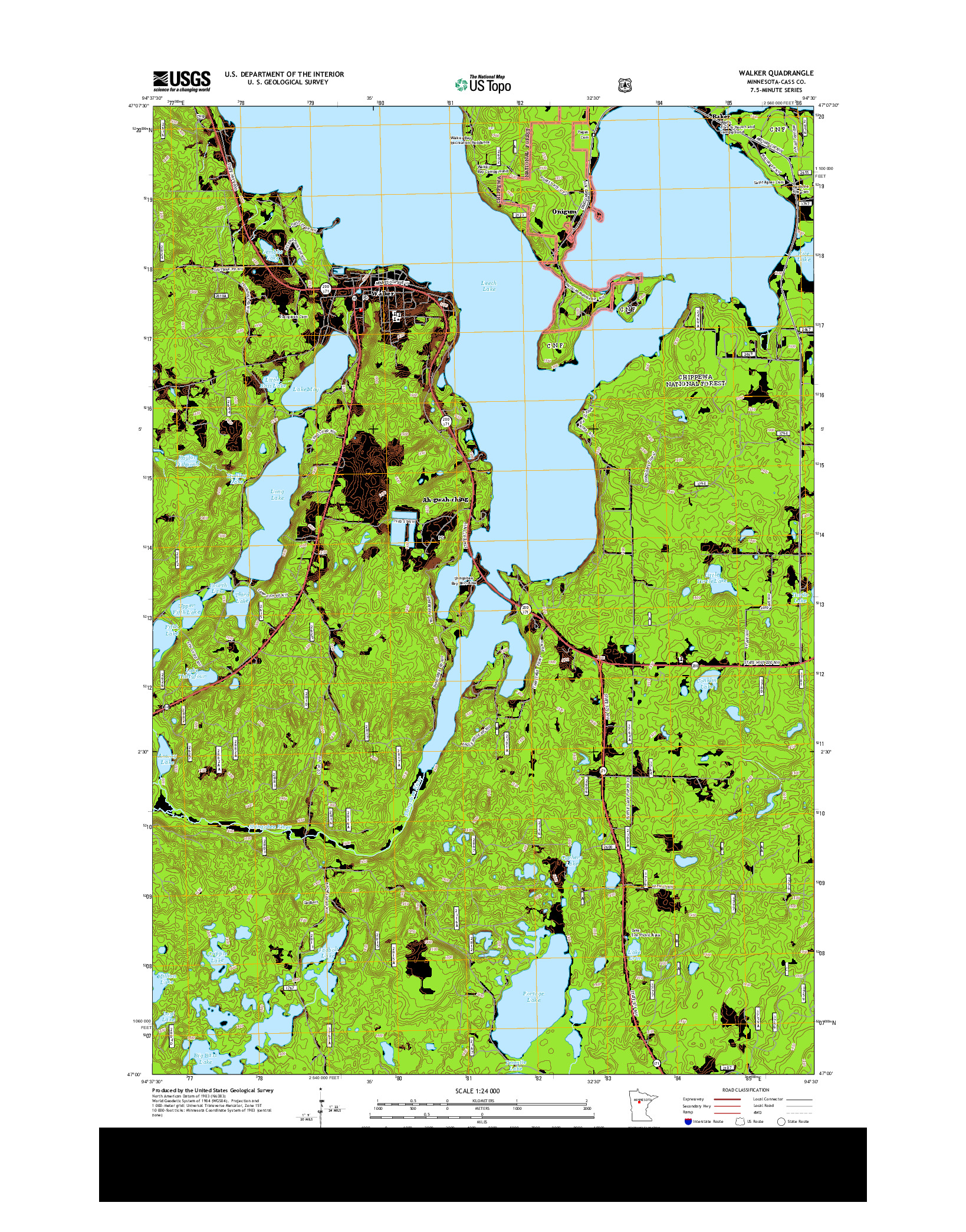 USGS US TOPO 7.5-MINUTE MAP FOR WALKER, MN 2013