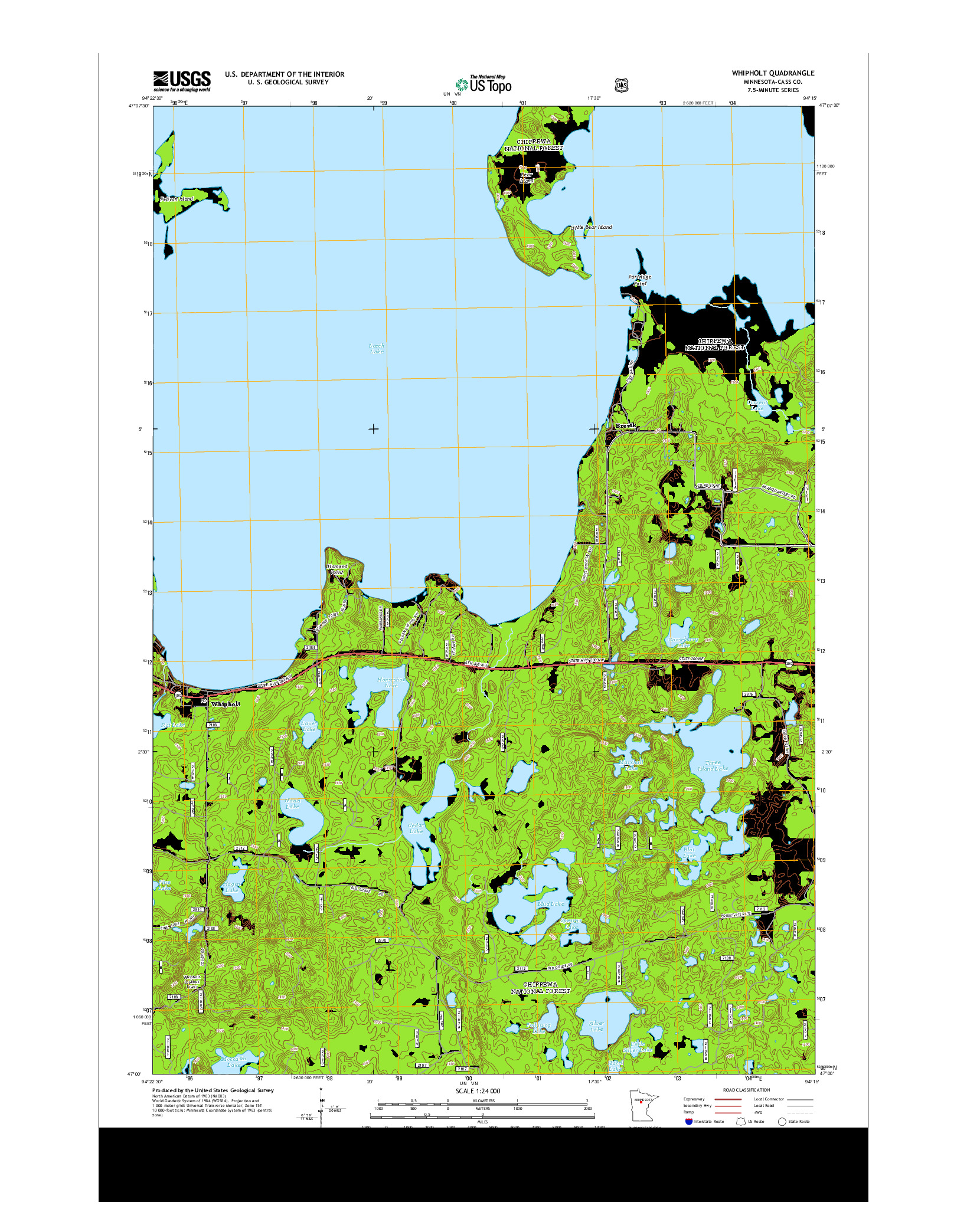 USGS US TOPO 7.5-MINUTE MAP FOR WHIPHOLT, MN 2013