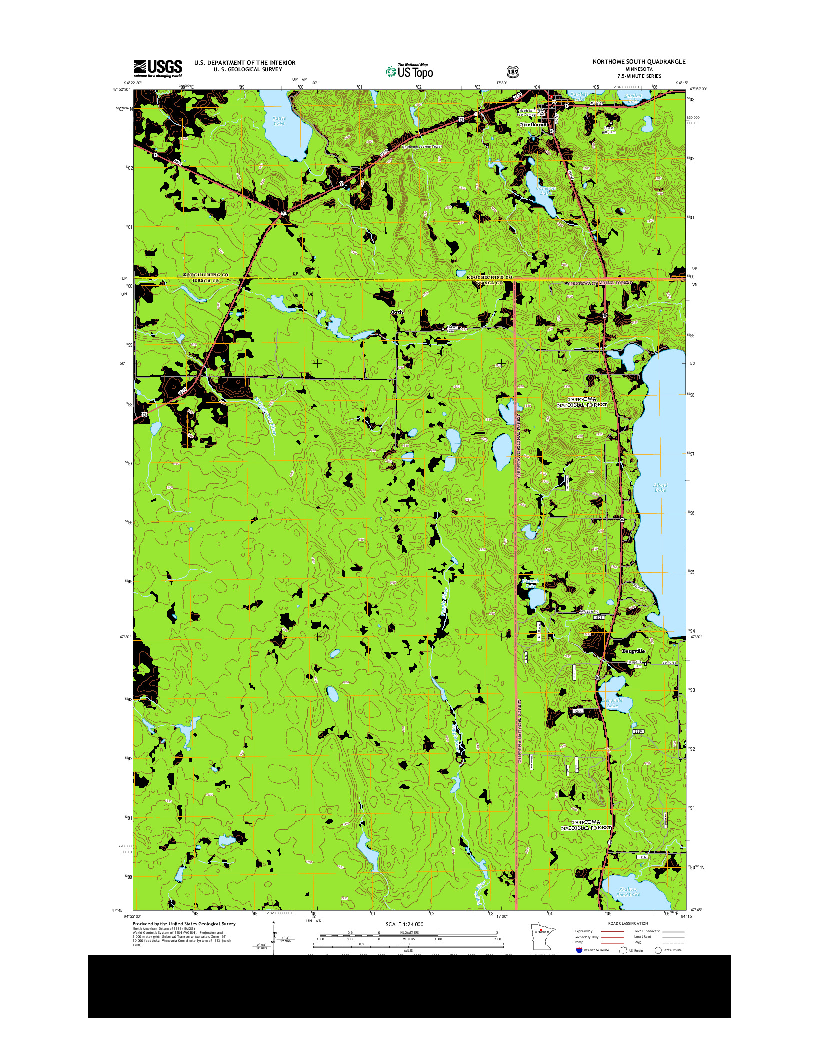USGS US TOPO 7.5-MINUTE MAP FOR NORTHOME SOUTH, MN 2013