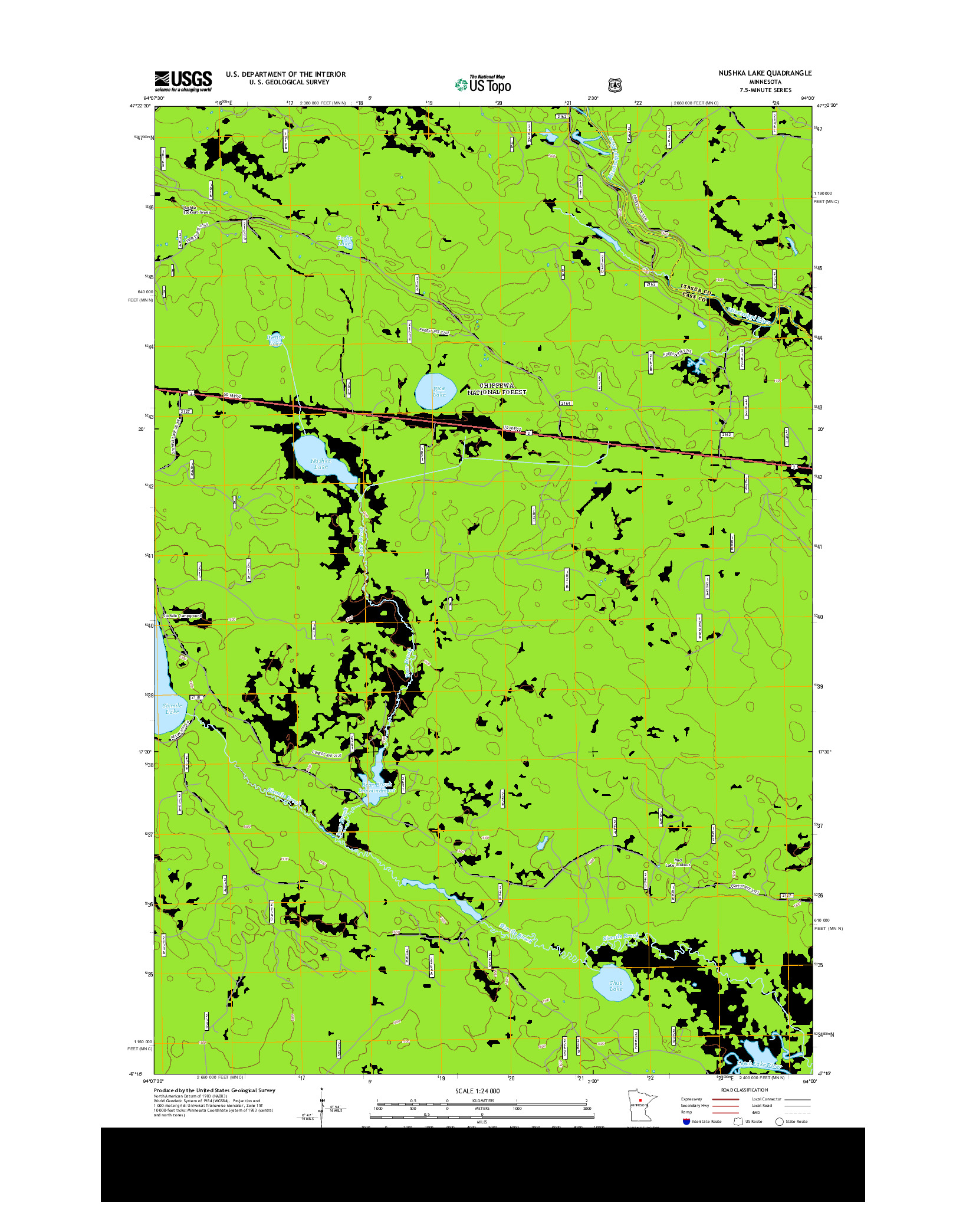 USGS US TOPO 7.5-MINUTE MAP FOR NUSHKA LAKE, MN 2013