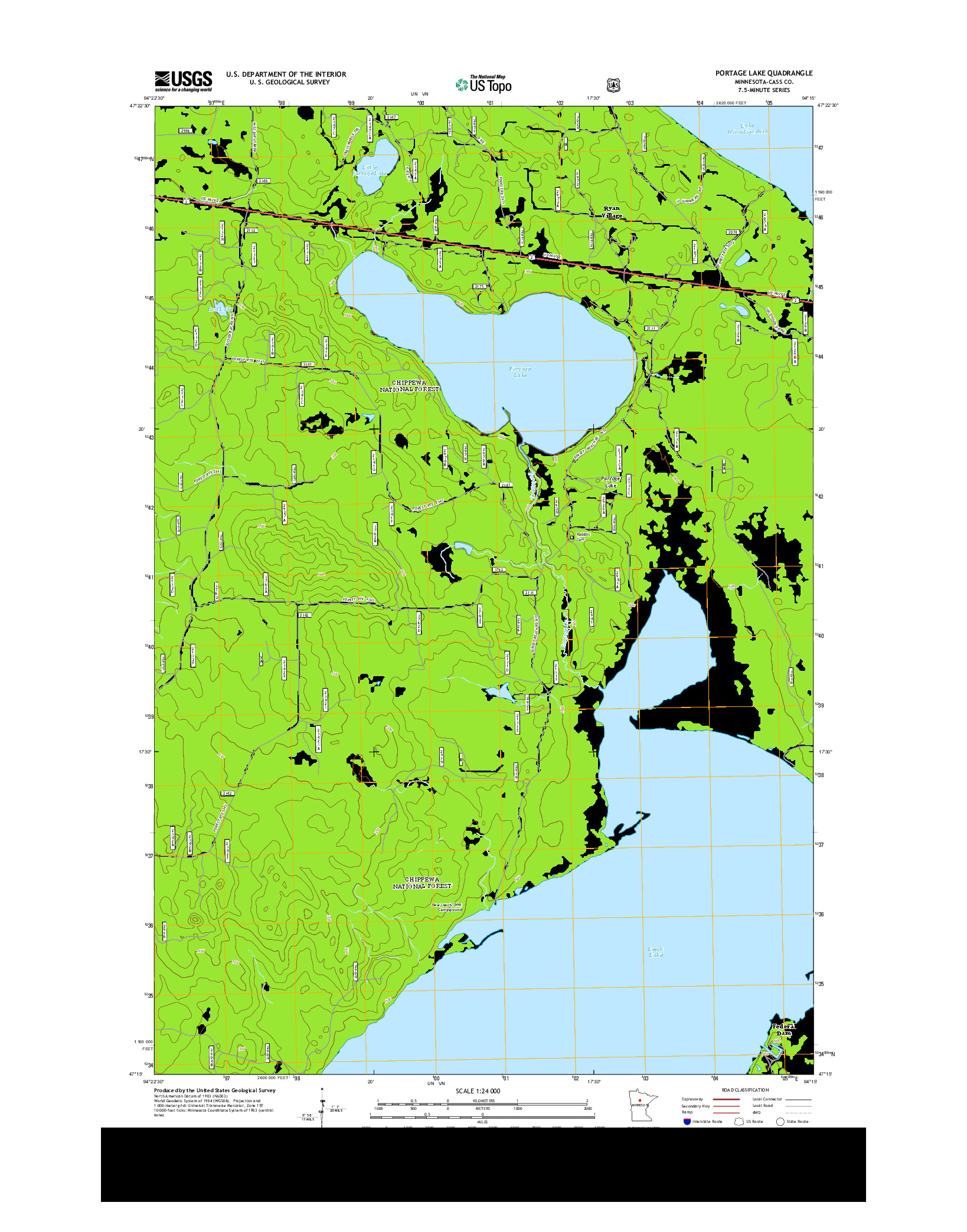 USGS US TOPO 7.5-MINUTE MAP FOR PORTAGE LAKE, MN 2013