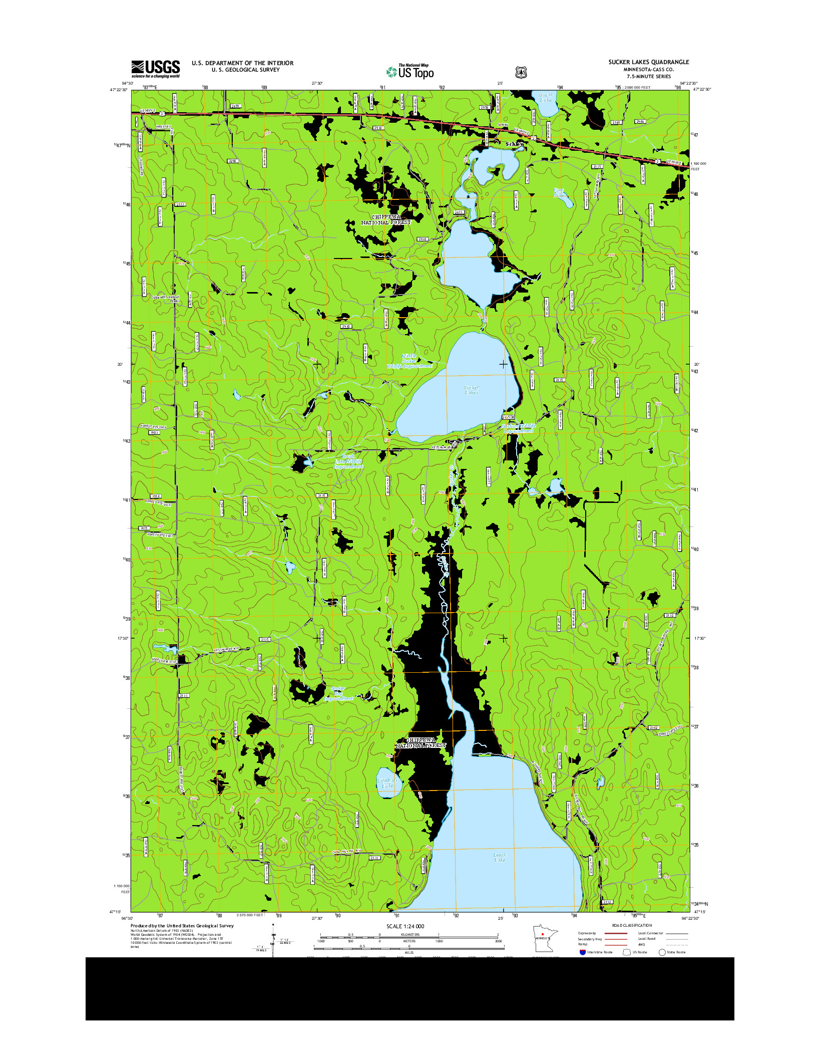 USGS US TOPO 7.5-MINUTE MAP FOR SUCKER LAKES, MN 2013