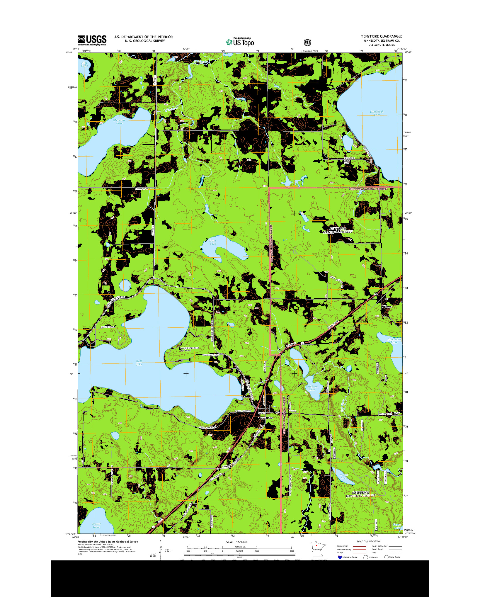 USGS US TOPO 7.5-MINUTE MAP FOR TENSTRIKE, MN 2013