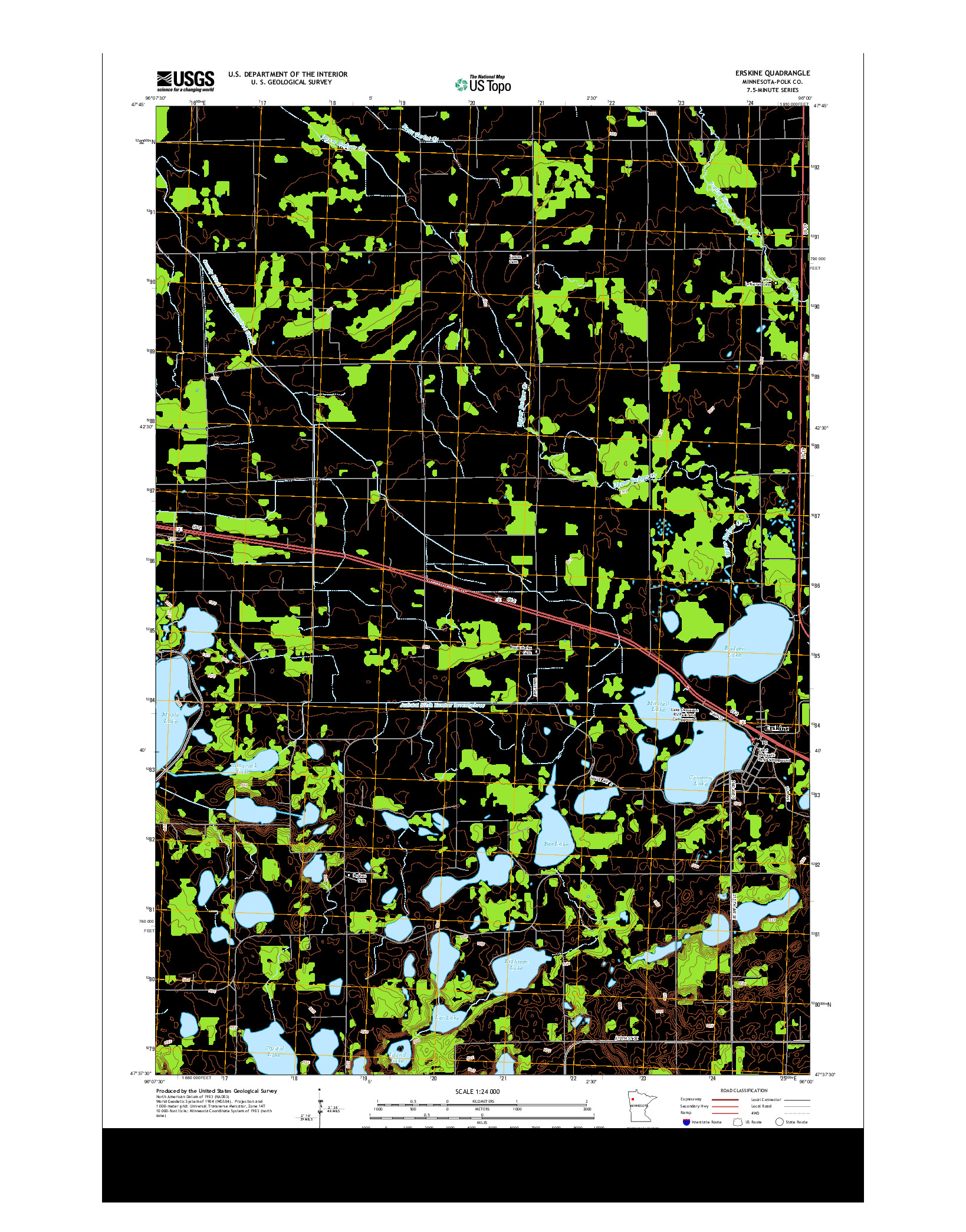 USGS US TOPO 7.5-MINUTE MAP FOR ERSKINE, MN 2013