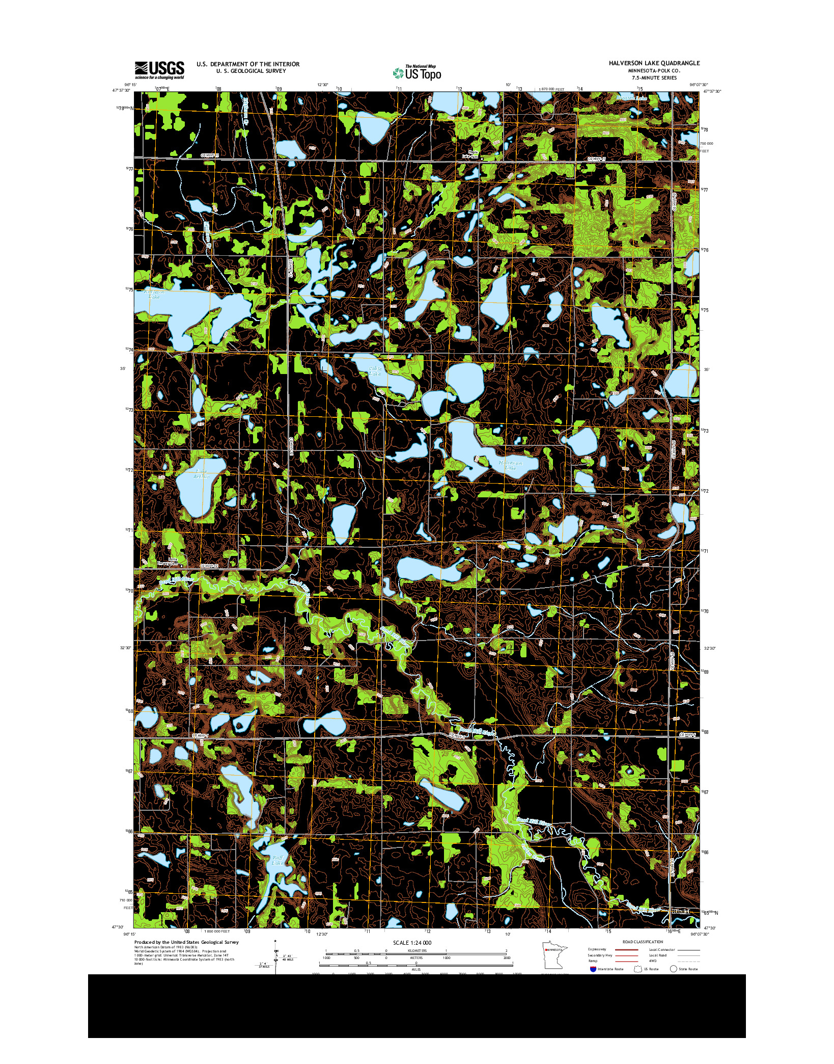 USGS US TOPO 7.5-MINUTE MAP FOR HALVERSON LAKE, MN 2013