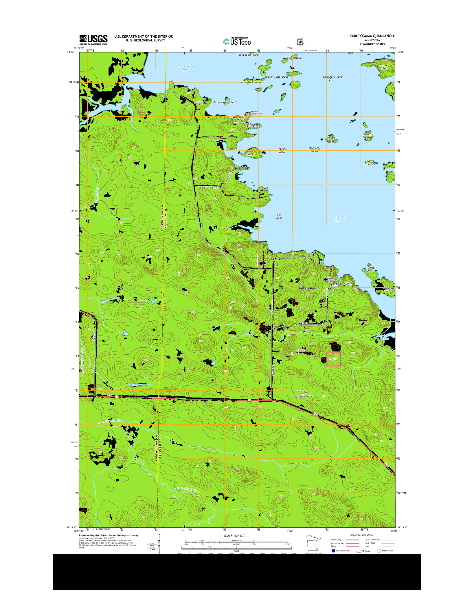 USGS US TOPO 7.5-MINUTE MAP FOR KABETOGAMA, MN 2013