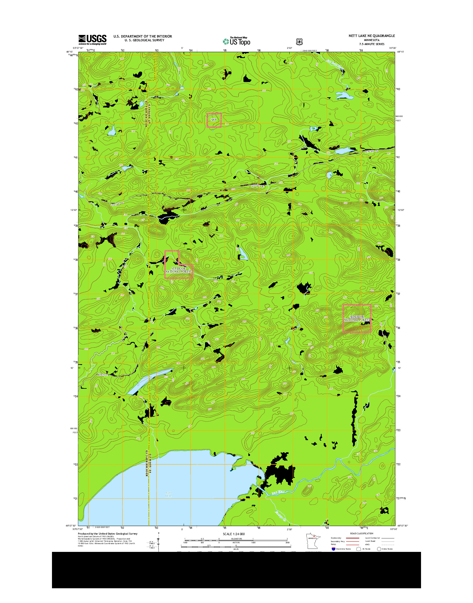 USGS US TOPO 7.5-MINUTE MAP FOR NETT LAKE NE, MN 2013
