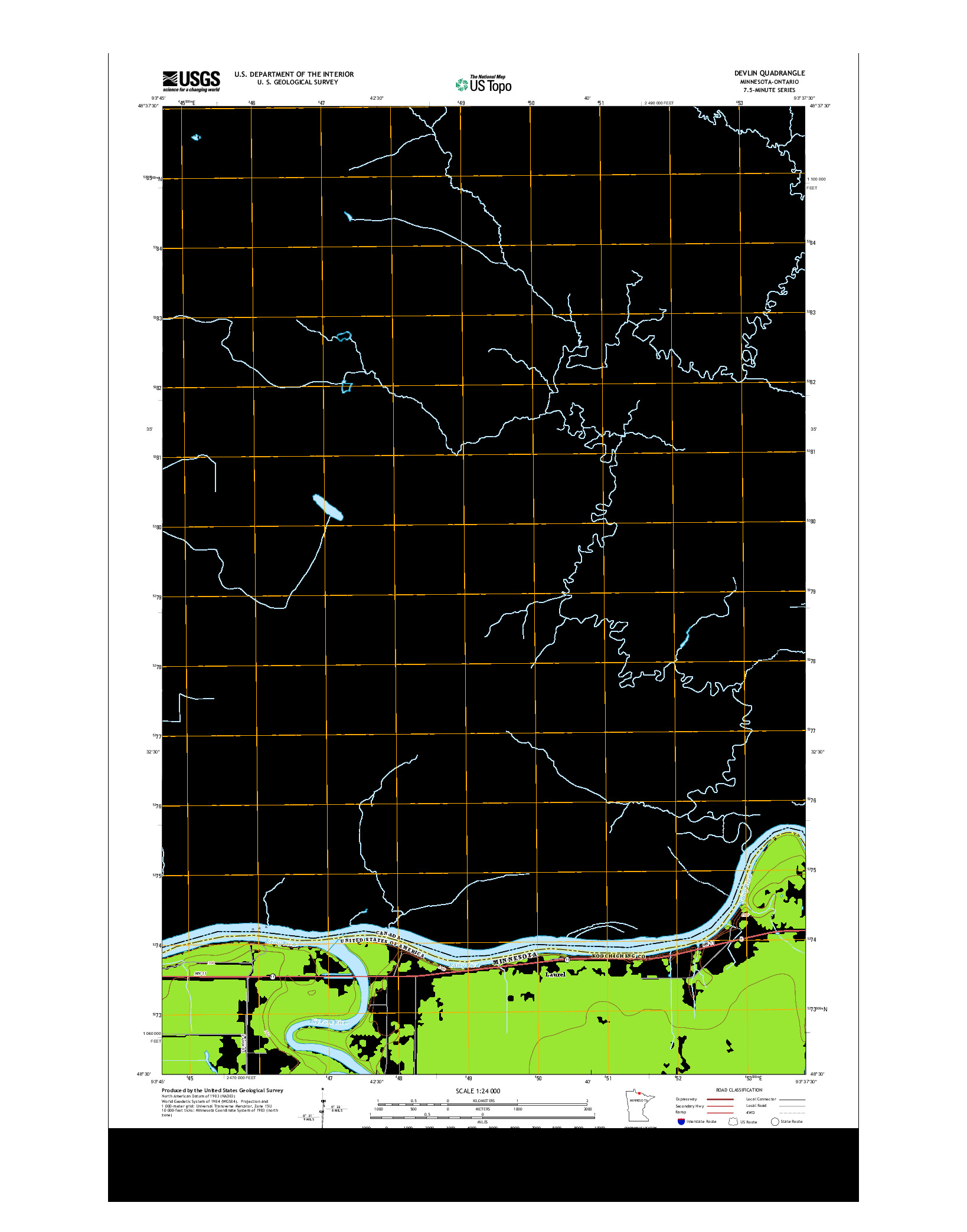 USGS US TOPO 7.5-MINUTE MAP FOR DEVLIN, MN-ON 2013