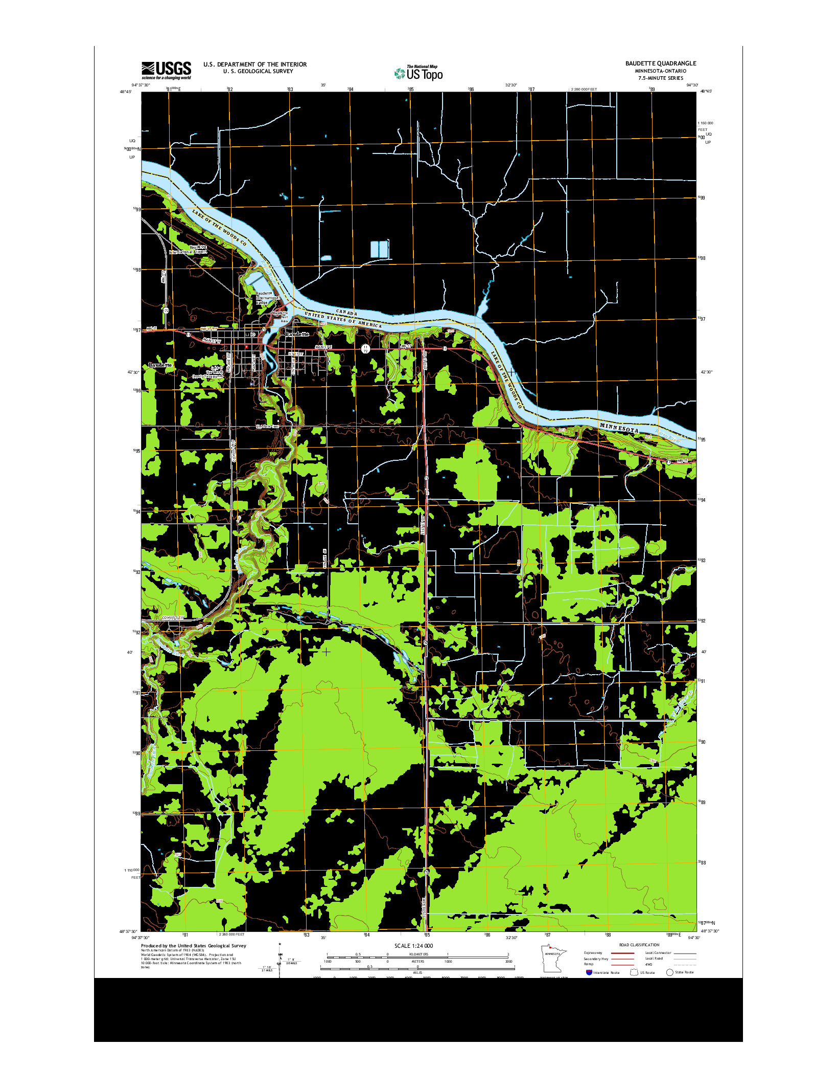 USGS US TOPO 7.5-MINUTE MAP FOR BAUDETTE, MN-ON 2013