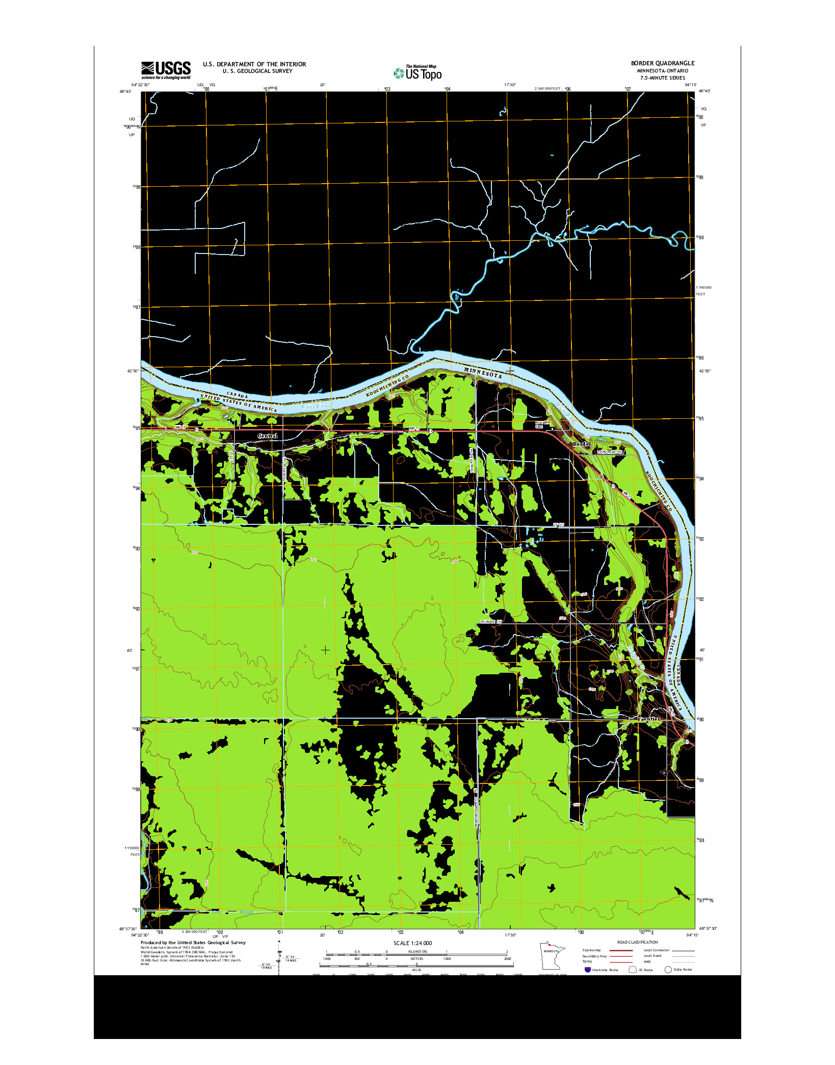 USGS US TOPO 7.5-MINUTE MAP FOR BORDER, MN-ON 2013