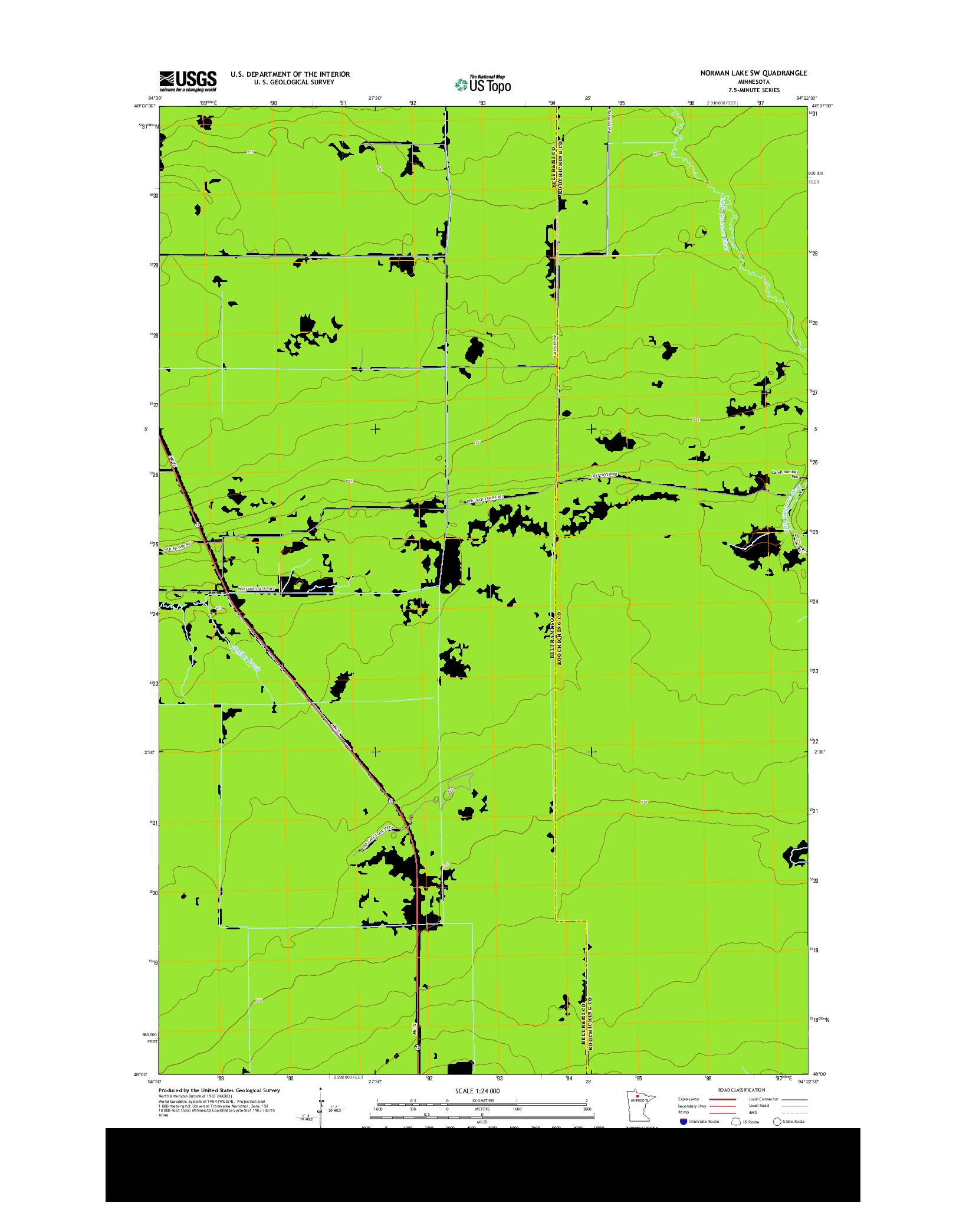 USGS US TOPO 7.5-MINUTE MAP FOR NORMAN LAKE SW, MN 2013