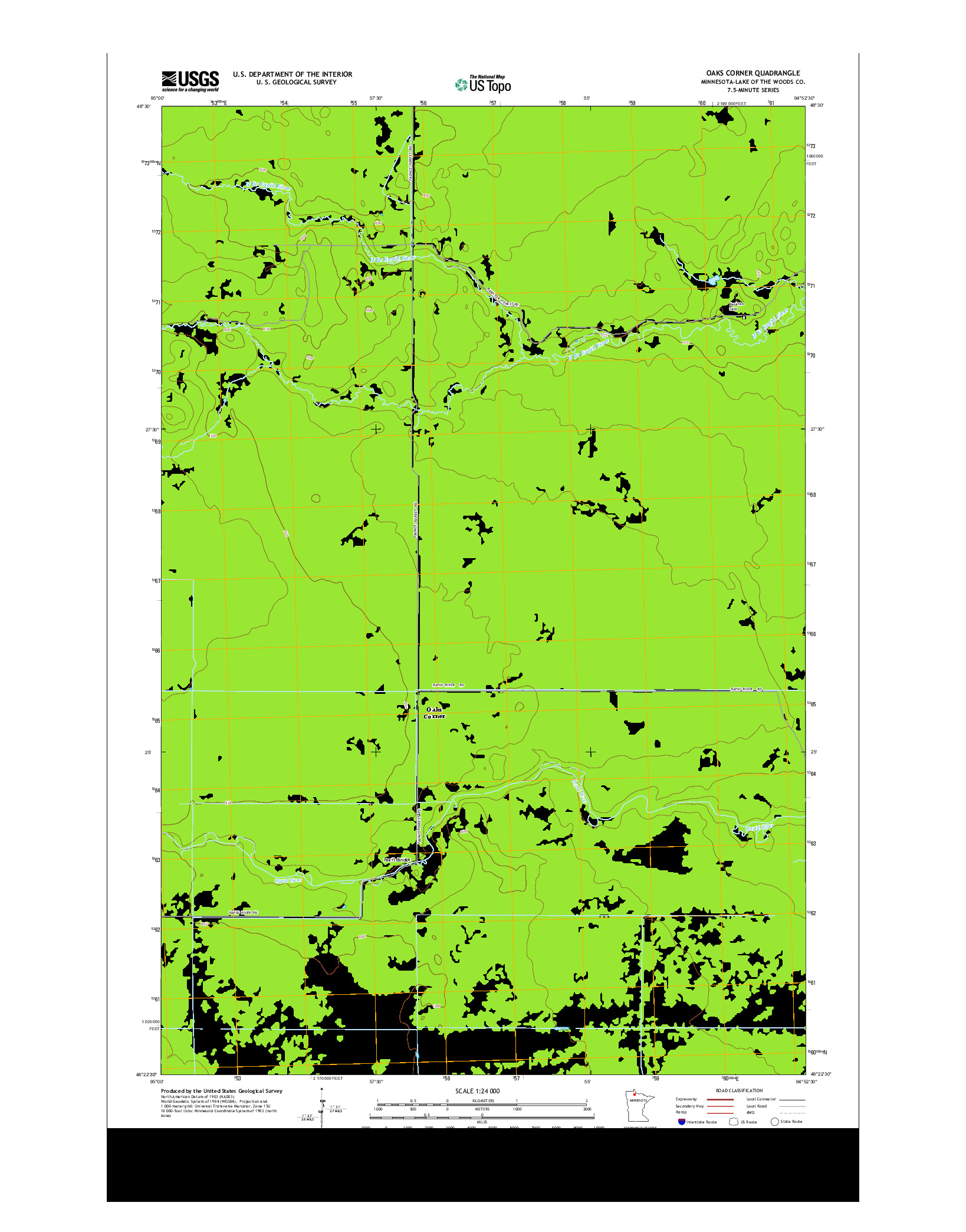 USGS US TOPO 7.5-MINUTE MAP FOR OAKS CORNER, MN 2013