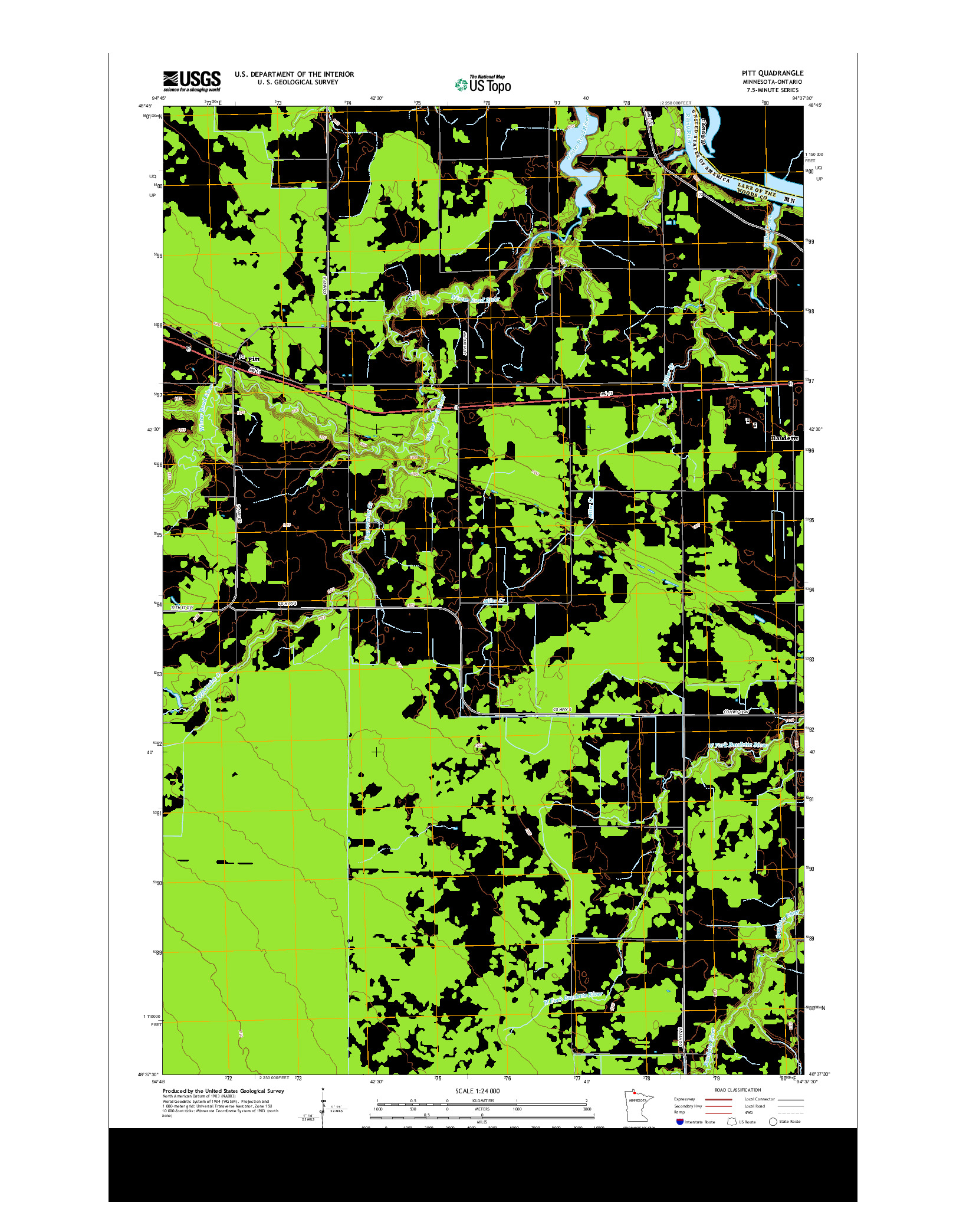 USGS US TOPO 7.5-MINUTE MAP FOR PITT, MN-ON 2013