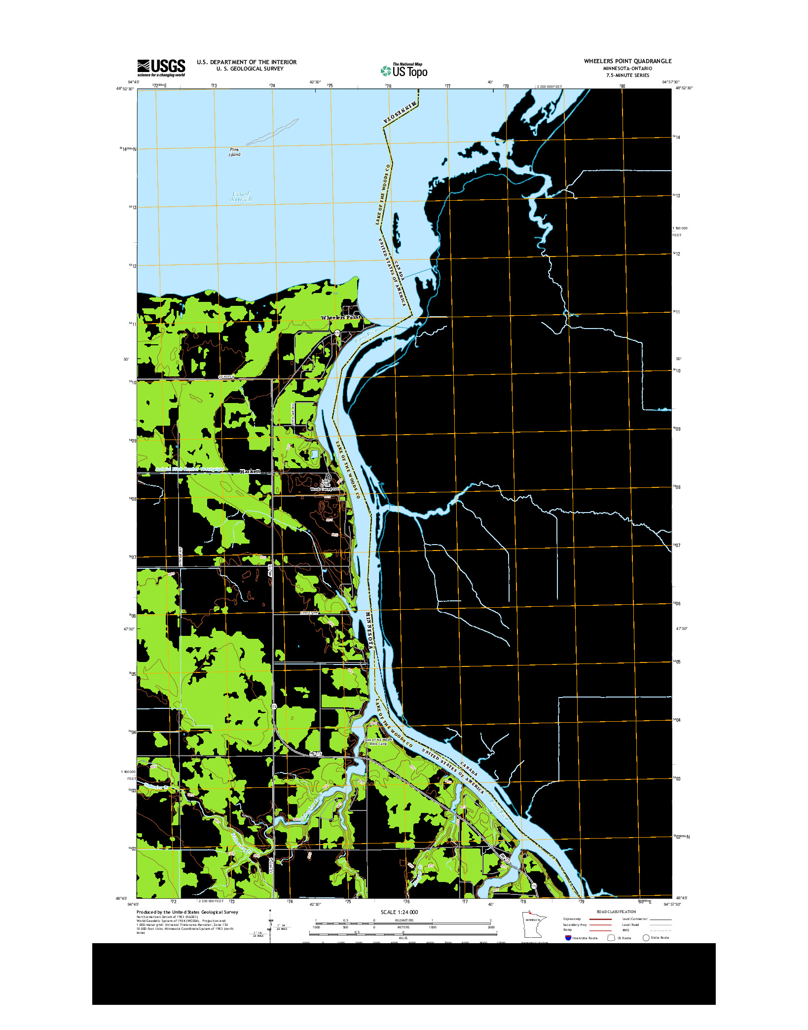 USGS US TOPO 7.5-MINUTE MAP FOR WHEELERS POINT, MN-ON 2013