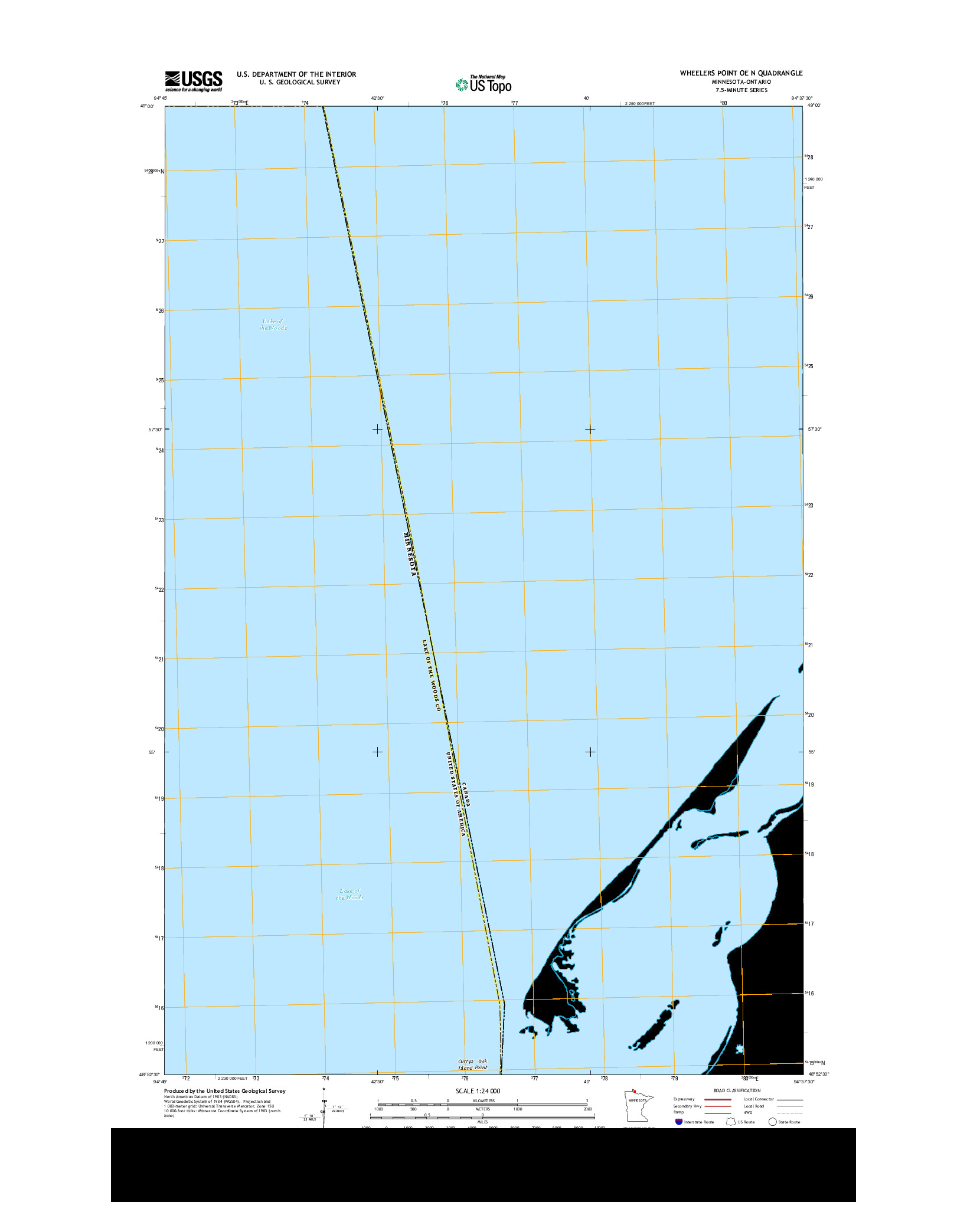 USGS US TOPO 7.5-MINUTE MAP FOR WHEELERS POINT OE N, MN-ON 2013