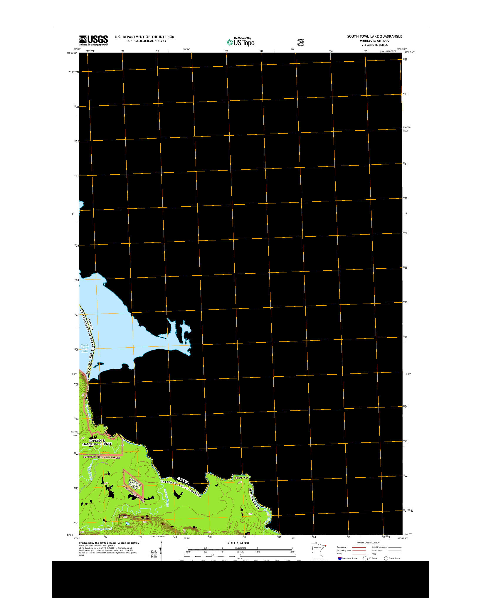 USGS US TOPO 7.5-MINUTE MAP FOR SOUTH FOWL LAKE, MN-ON 2013