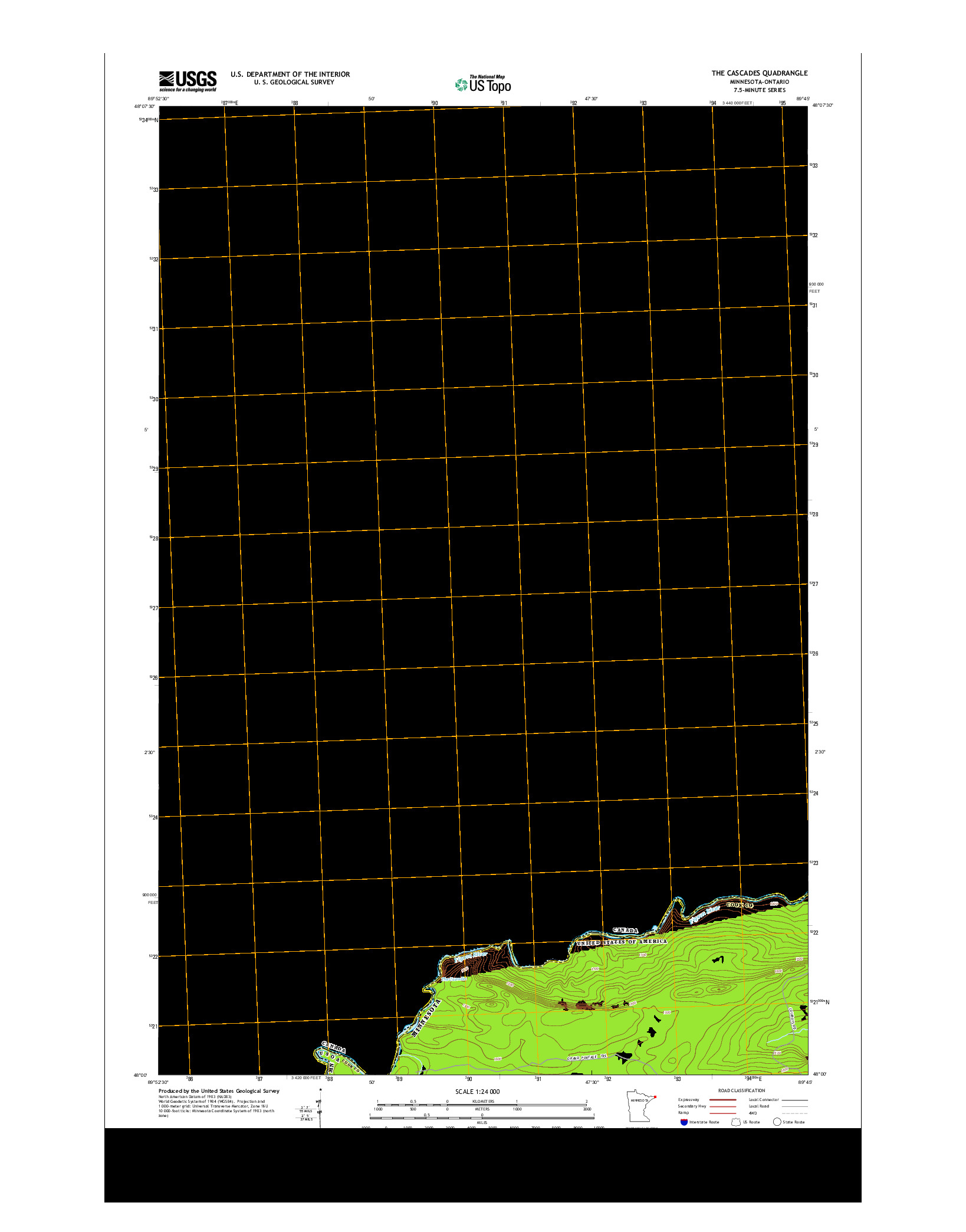 USGS US TOPO 7.5-MINUTE MAP FOR THE CASCADES, MN-ON 2013