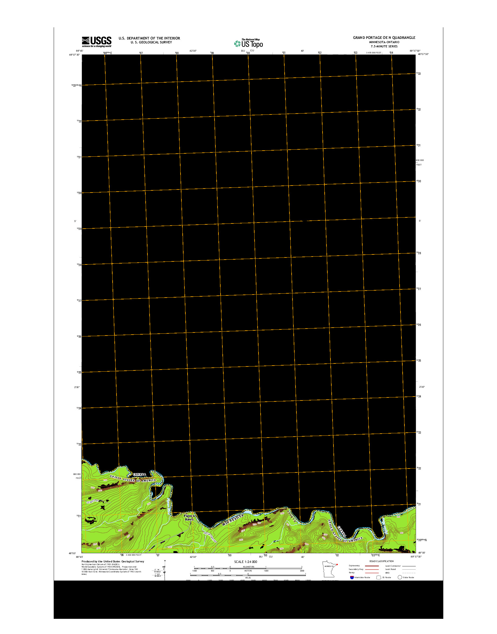 USGS US TOPO 7.5-MINUTE MAP FOR GRAND PORTAGE OE N, MN-ON 2013