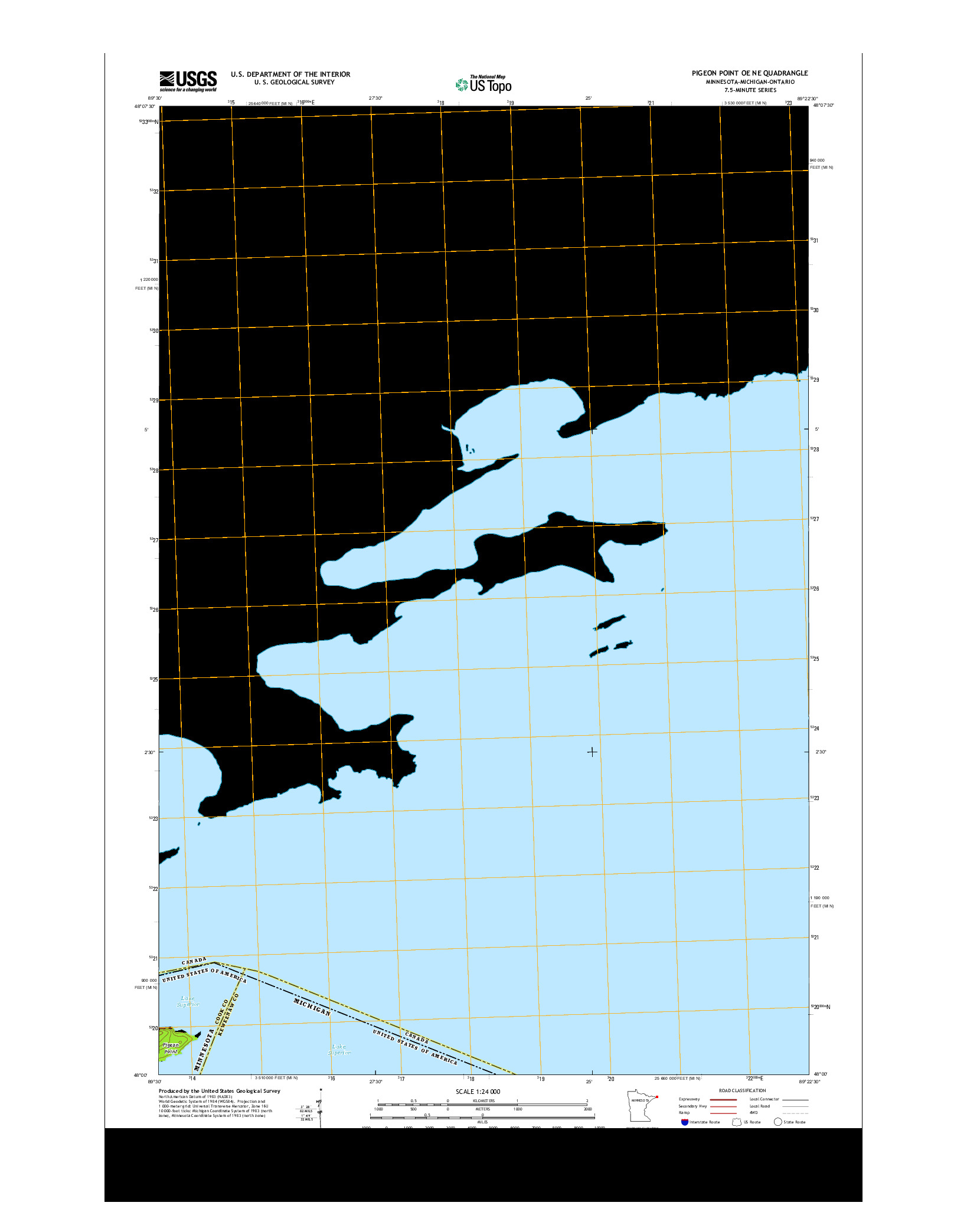 USGS US TOPO 7.5-MINUTE MAP FOR PIGEON POINT OE NE, MN-MI-ON 2013