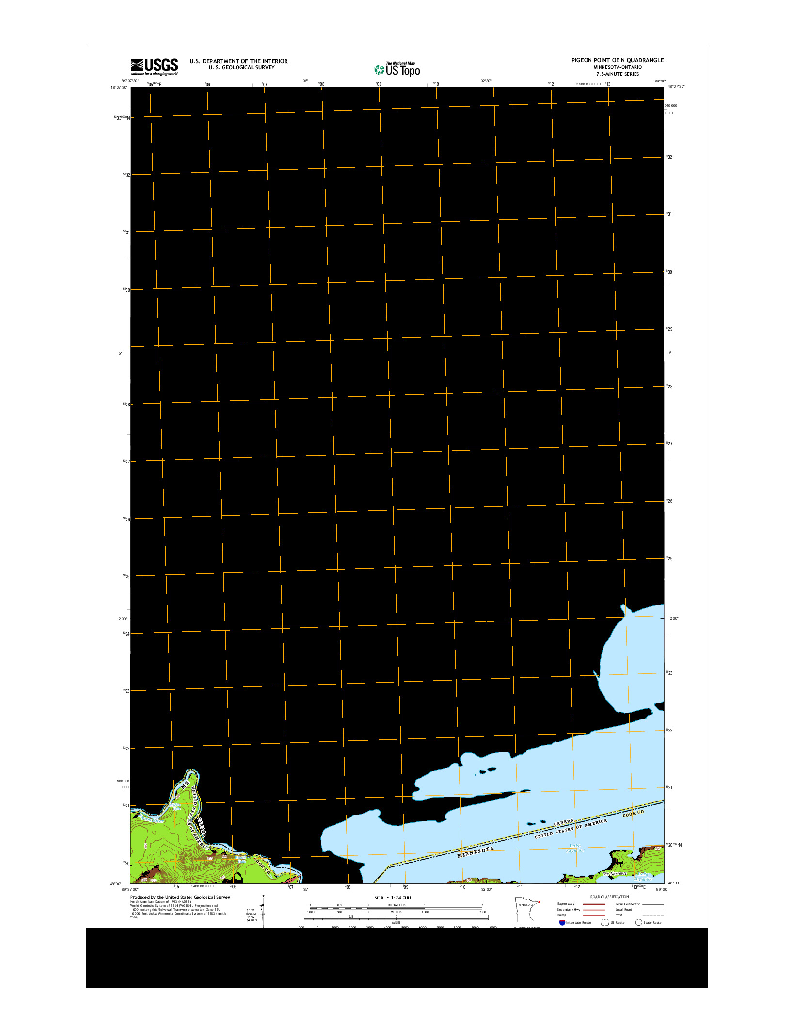 USGS US TOPO 7.5-MINUTE MAP FOR PIGEON POINT OE N, MN-ON 2013