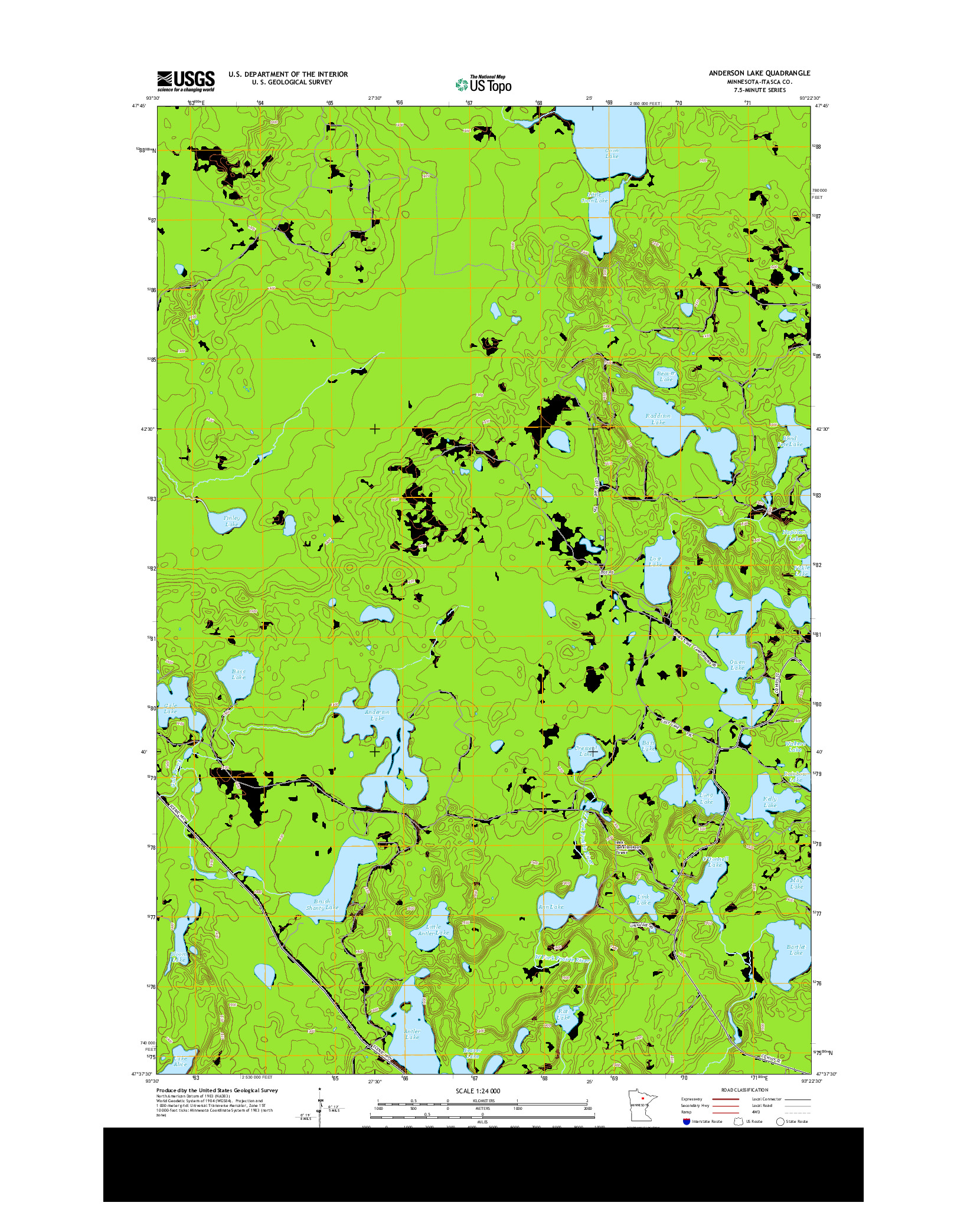 USGS US TOPO 7.5-MINUTE MAP FOR ANDERSON LAKE, MN 2013