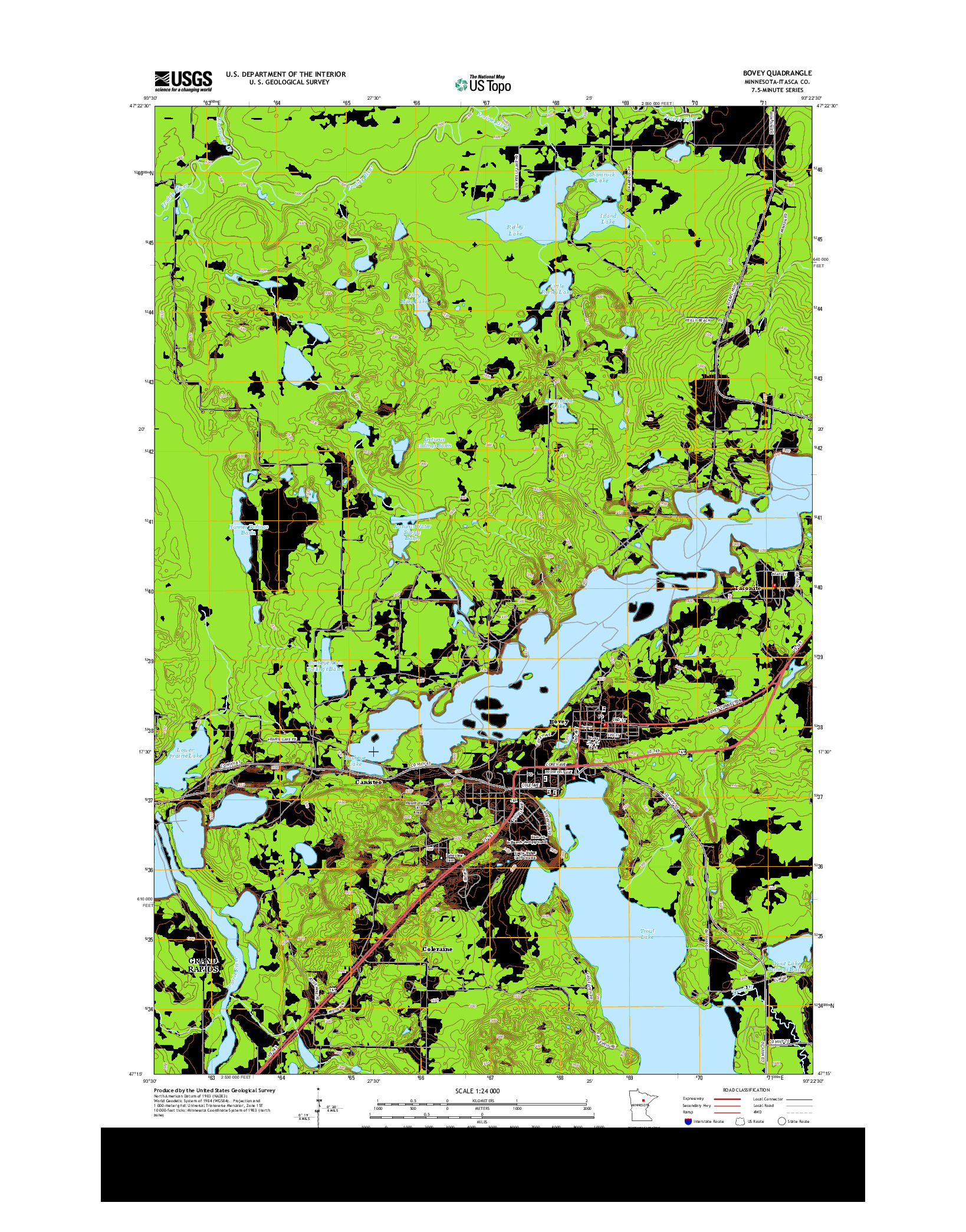 USGS US TOPO 7.5-MINUTE MAP FOR BOVEY, MN 2013