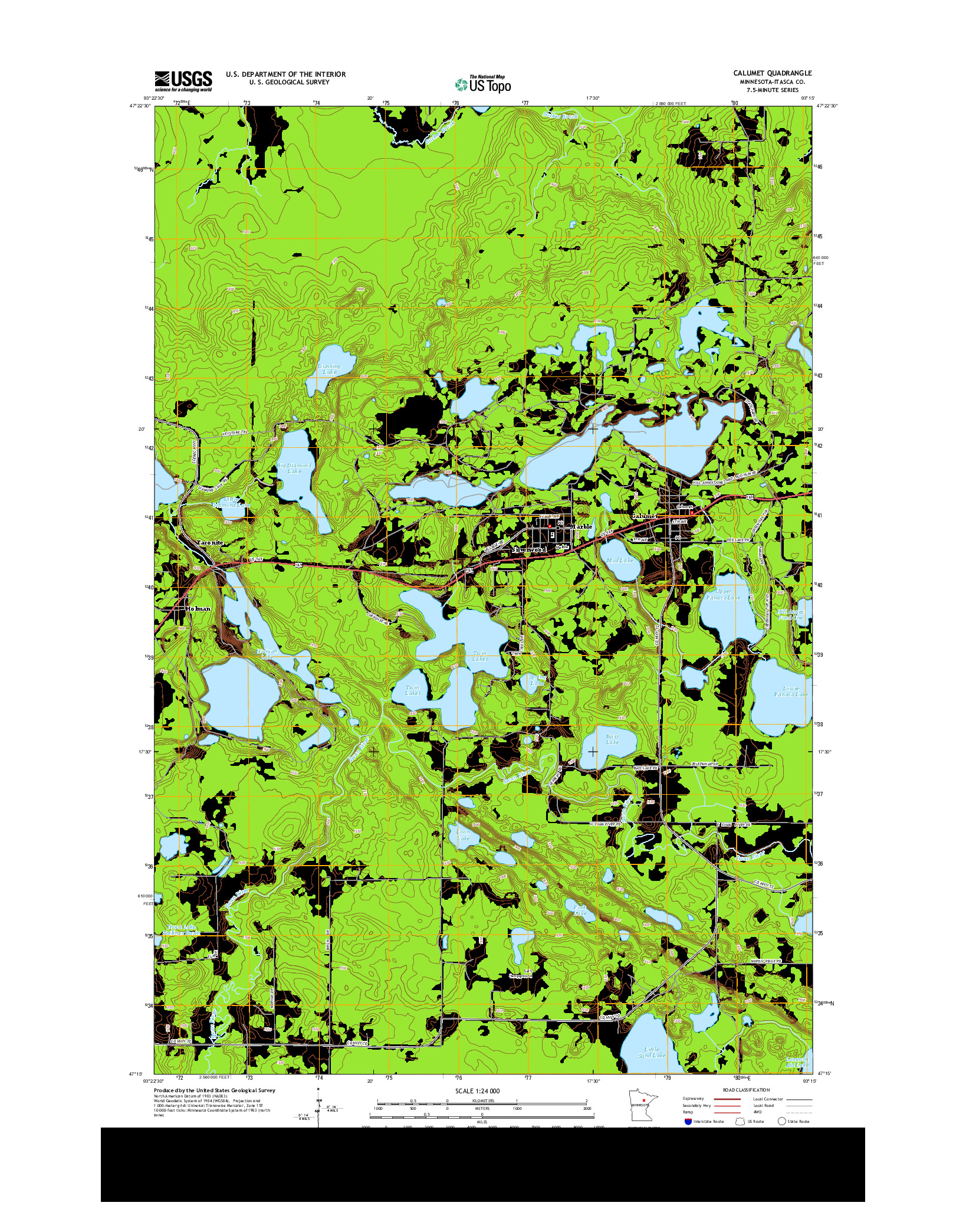 USGS US TOPO 7.5-MINUTE MAP FOR CALUMET, MN 2013