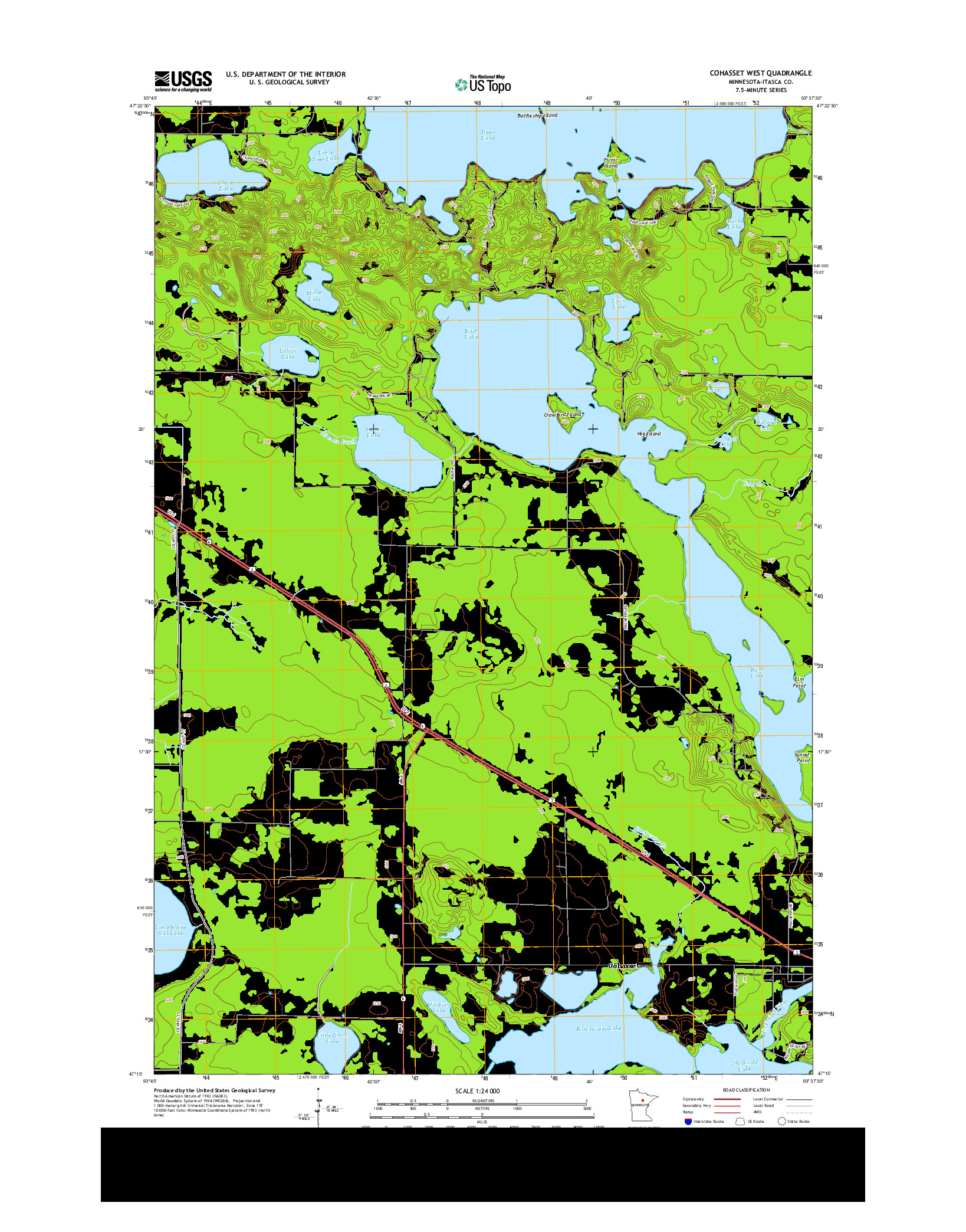 USGS US TOPO 7.5-MINUTE MAP FOR COHASSET WEST, MN 2013