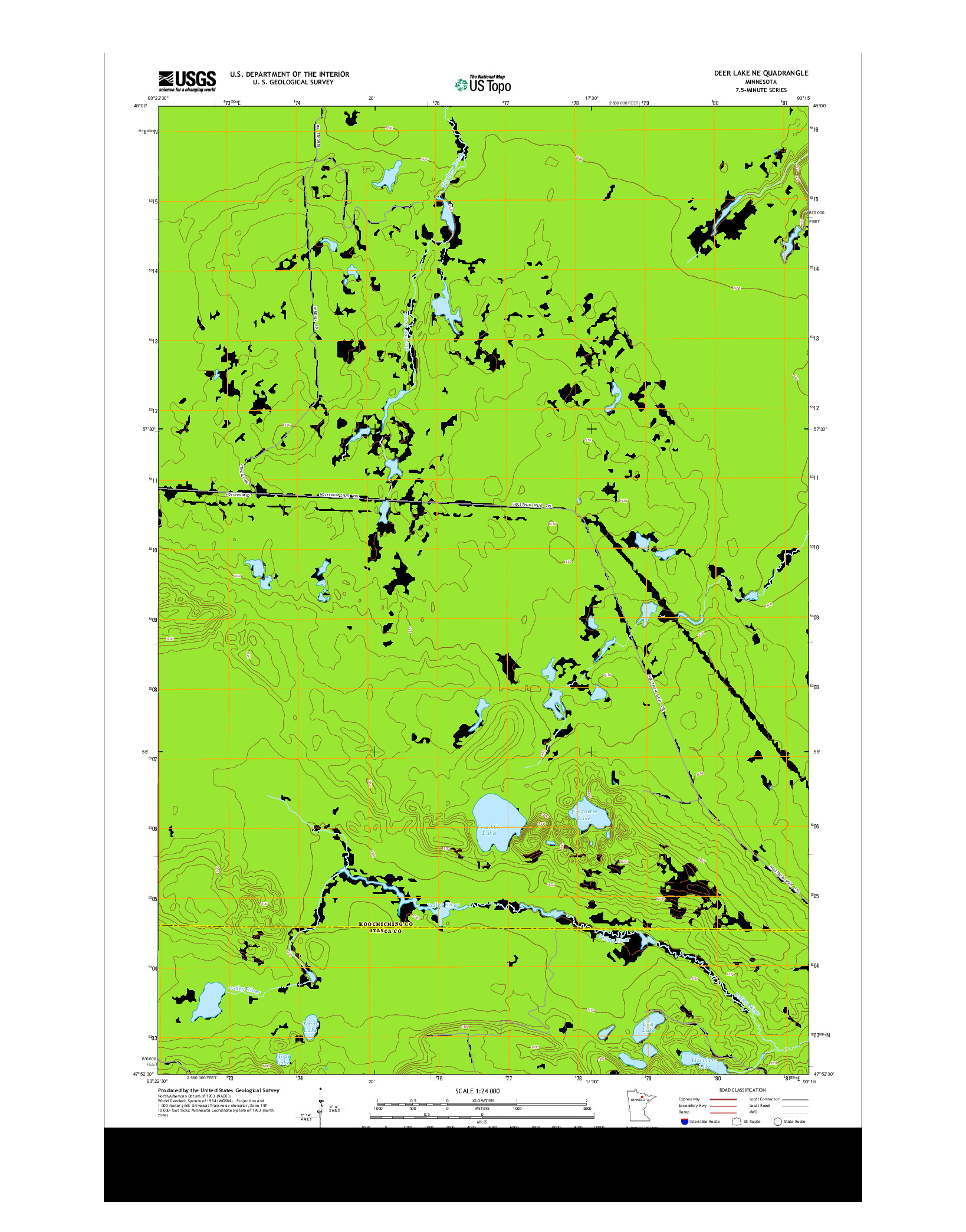 USGS US TOPO 7.5-MINUTE MAP FOR DEER LAKE NE, MN 2013