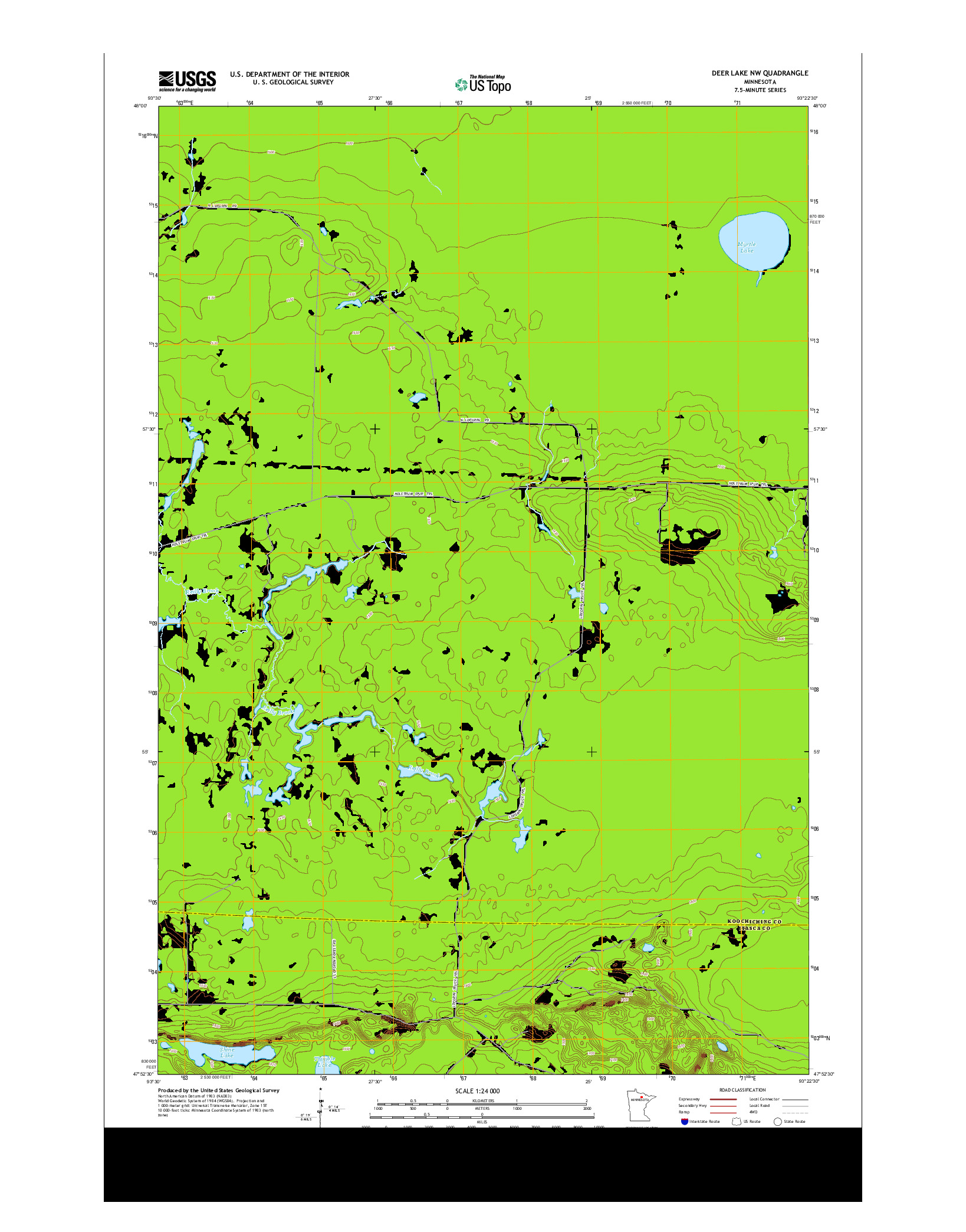 USGS US TOPO 7.5-MINUTE MAP FOR DEER LAKE NW, MN 2013