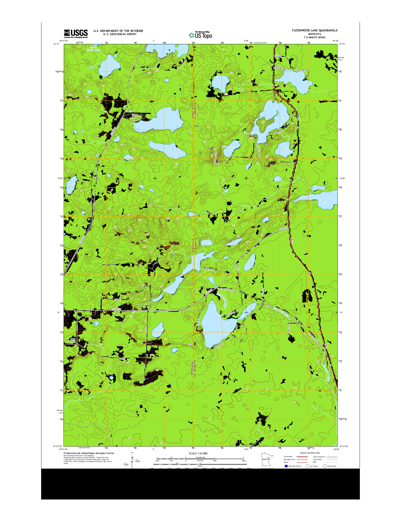 USGS US TOPO 7.5-MINUTE MAP FOR FLOODWOOD LAKE, MN 2013