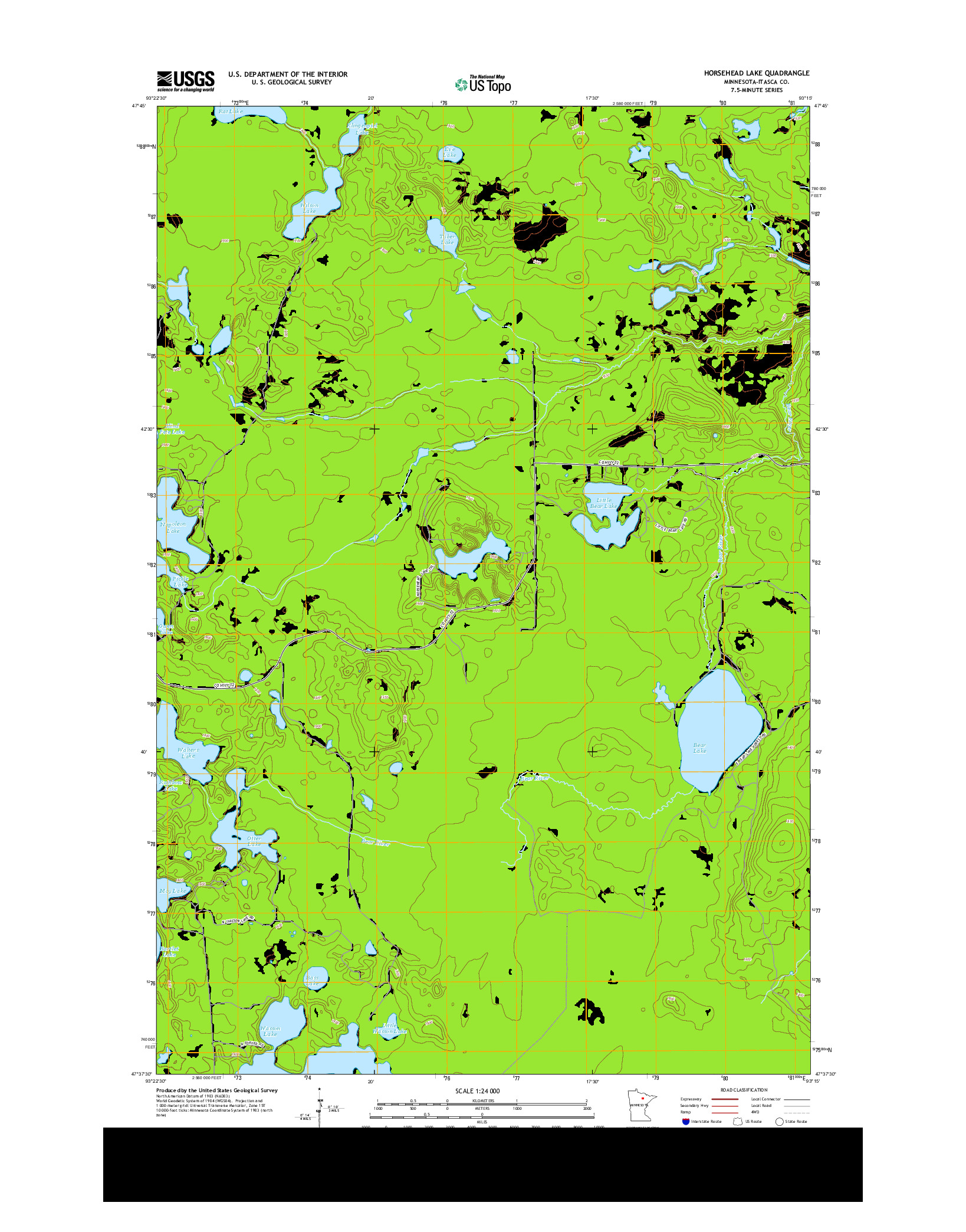 USGS US TOPO 7.5-MINUTE MAP FOR HORSEHEAD LAKE, MN 2013